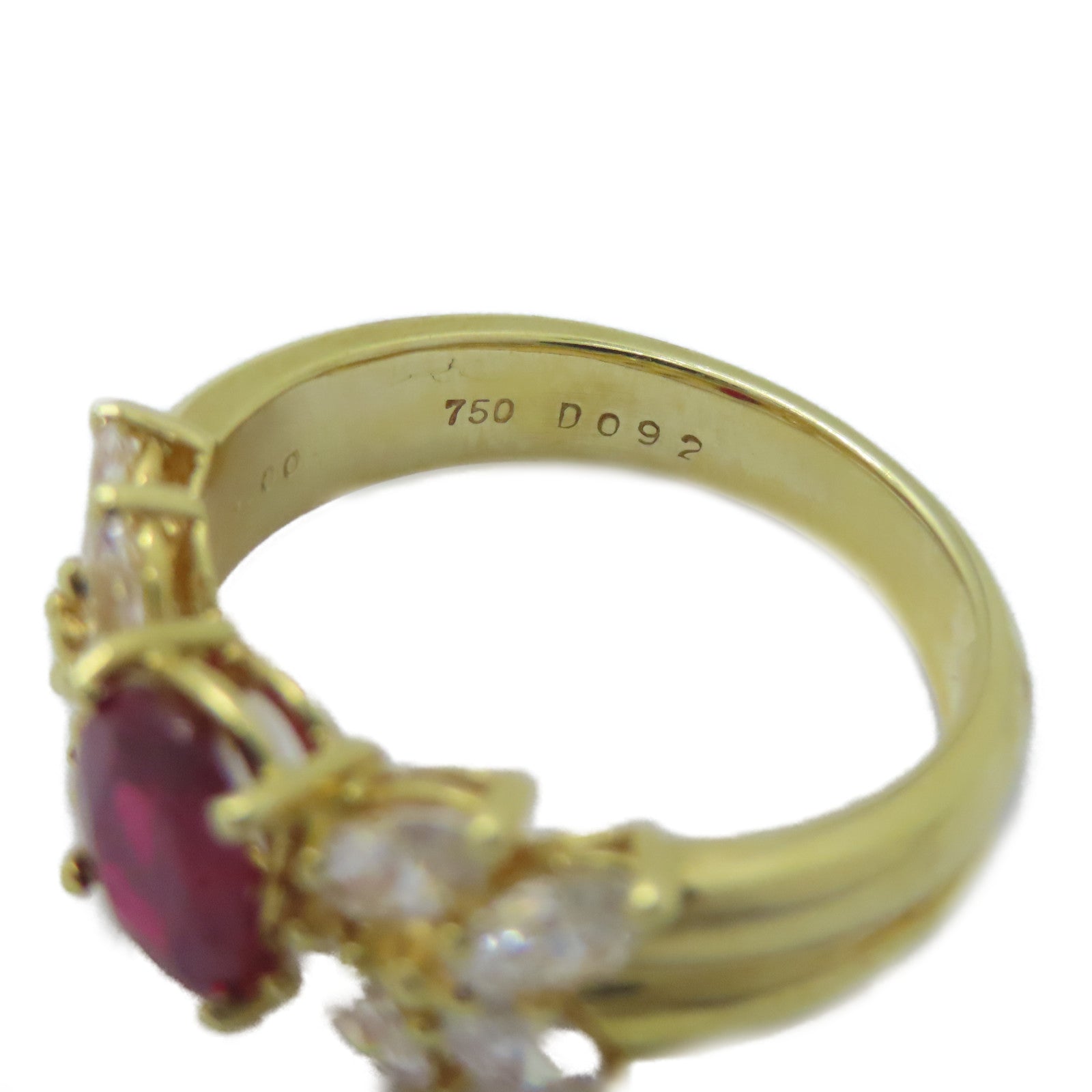 JEWELRY 18K黃金Ruby Diamond Ring 1.00ct紅寶石/0.92ct鑚石戒指US#6.25