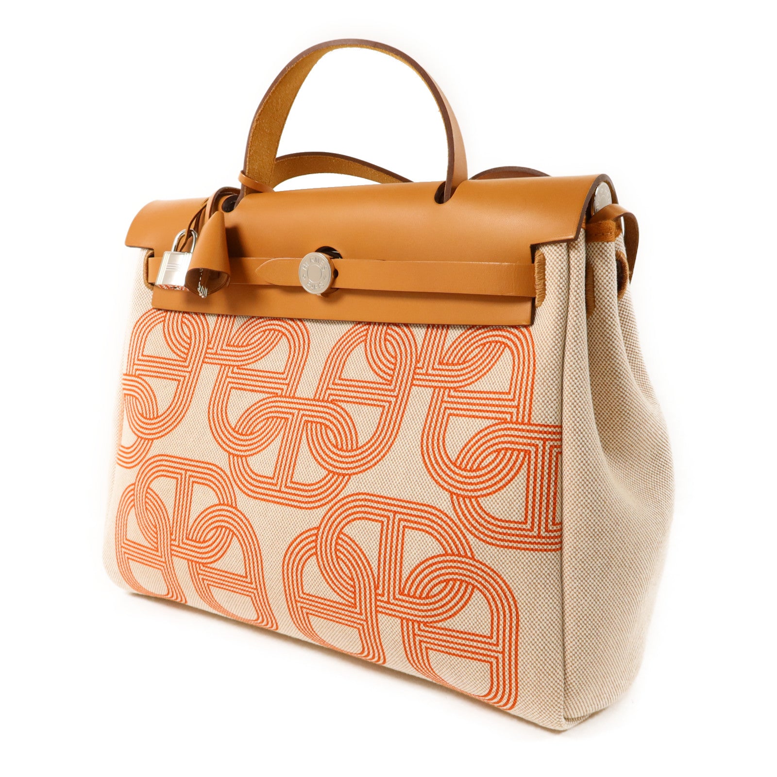 HERMES 帆布Herbag PM銀扣手挽肩背兩用袋