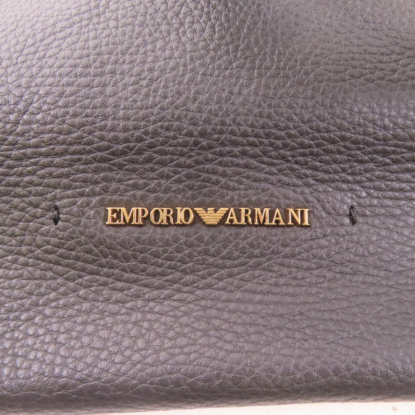 SELECTION 牛皮皮革Emporio Armani Shoulder Bag金扣肩背袋黑色