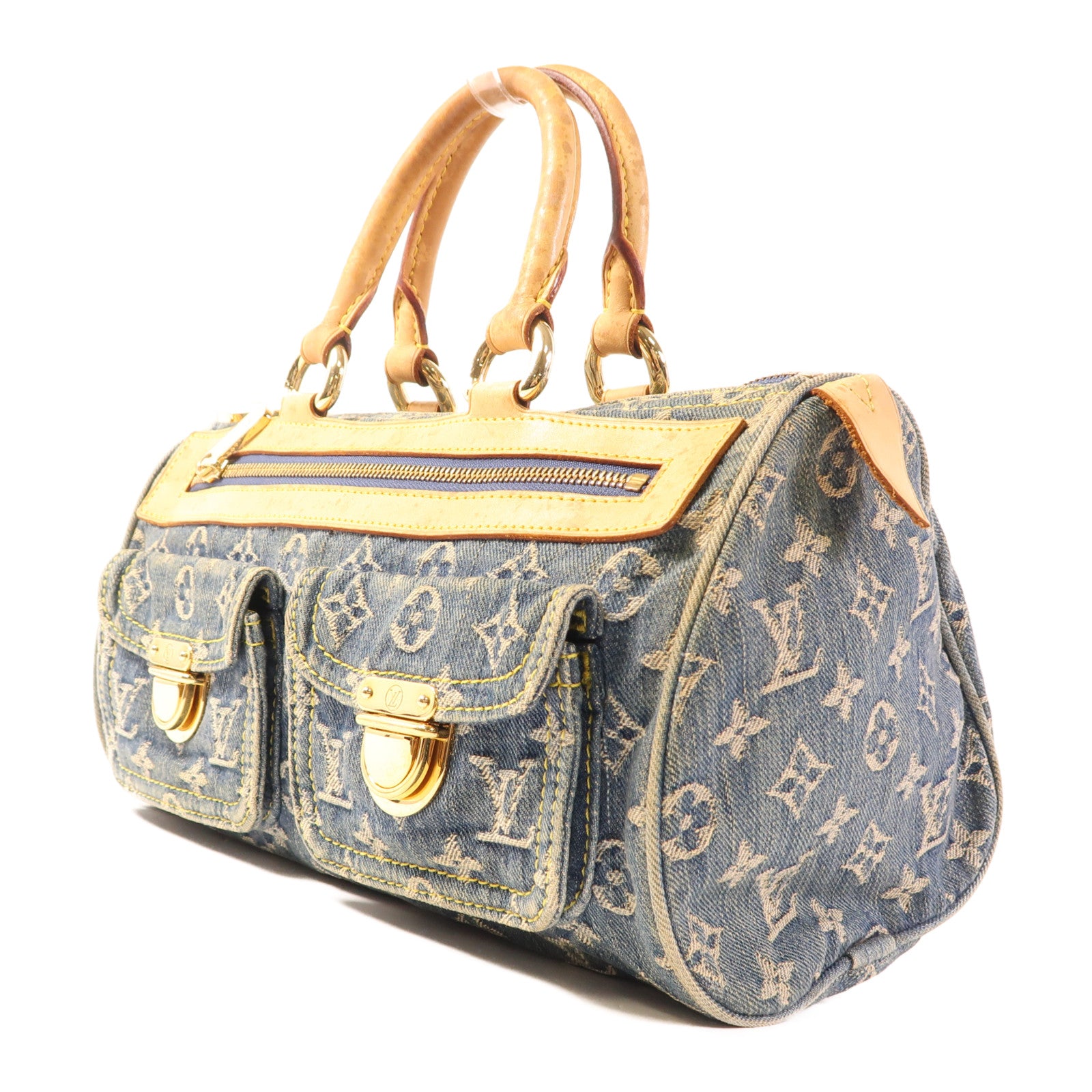 LOUIS VUITTON Monogram Denim Neo Speedy金扣手挽袋