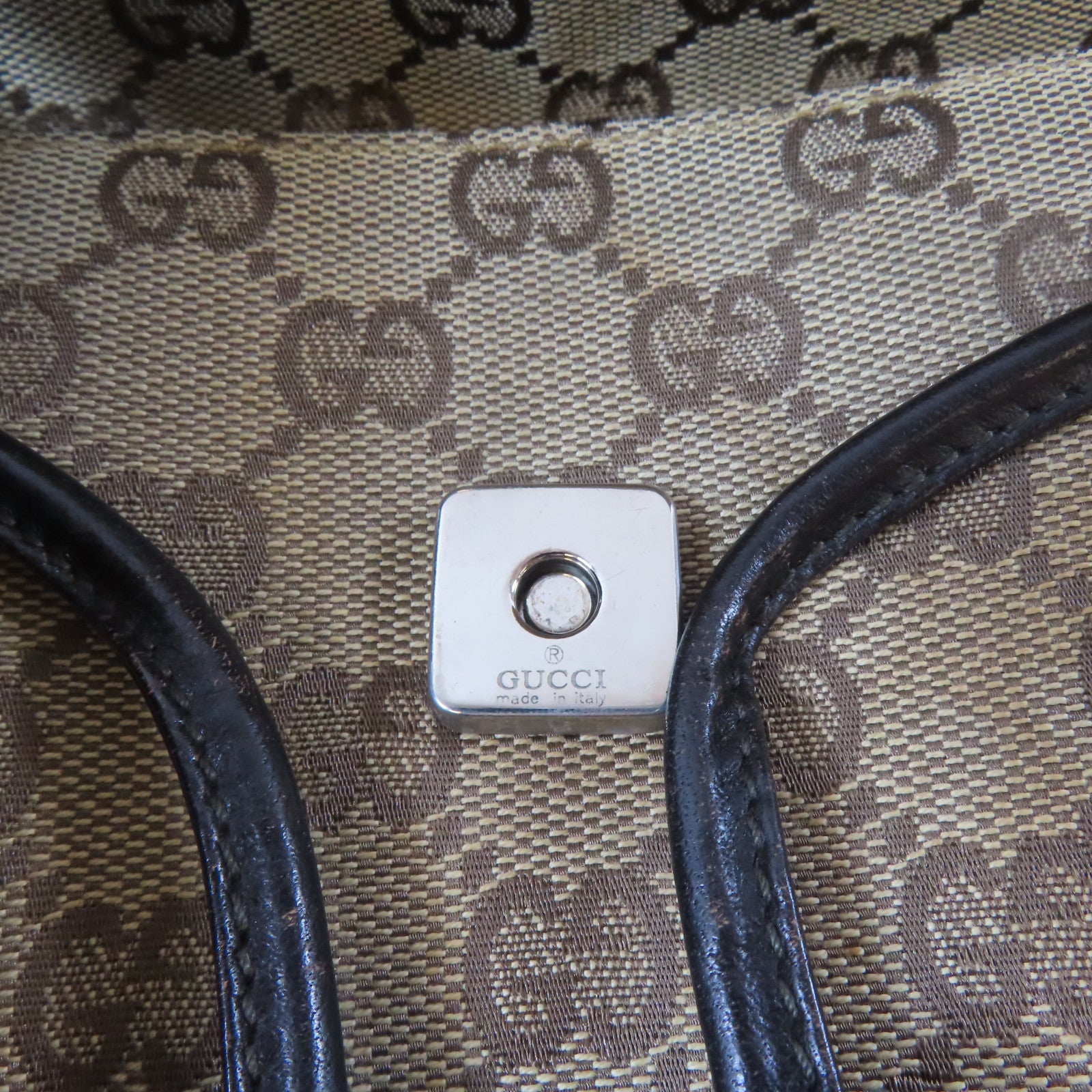 GUCCI 帆布GG Supreme BackPack銀扣背包啡色