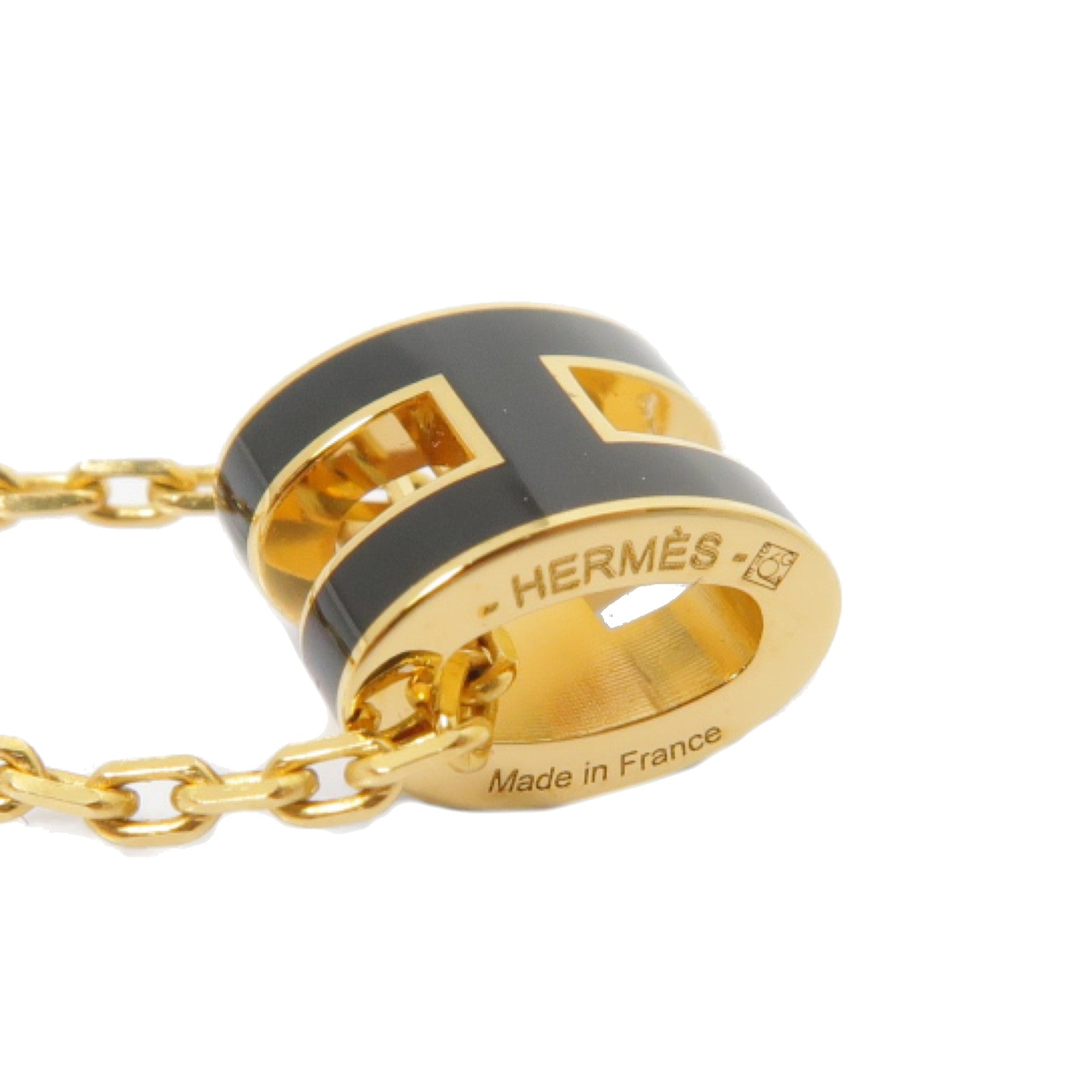 HERMES 金屬Pop H Mini Necklace項鍊黑色/金色