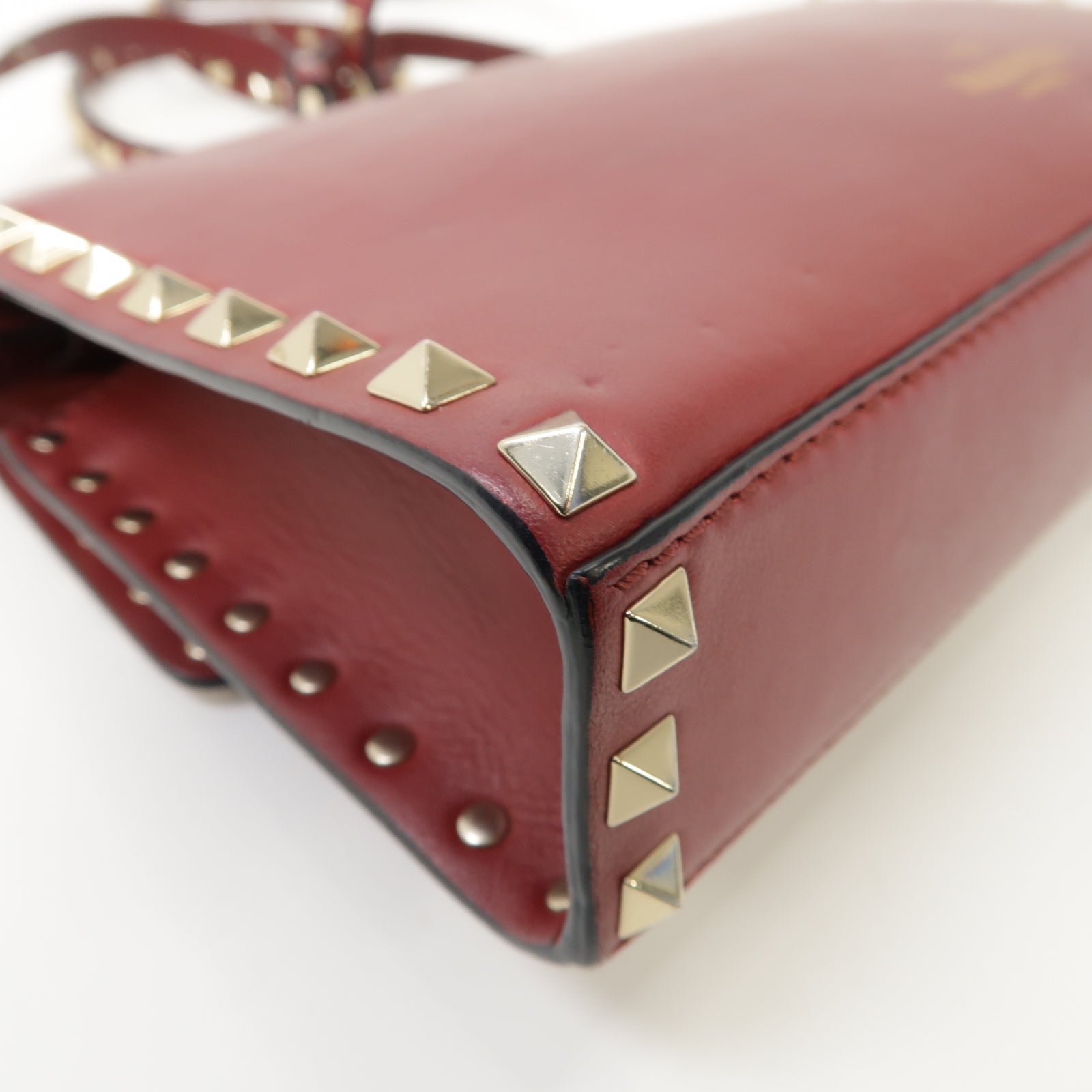 Valentino 羊皮皮革Shoulder Bag金扣肩背袋紅色