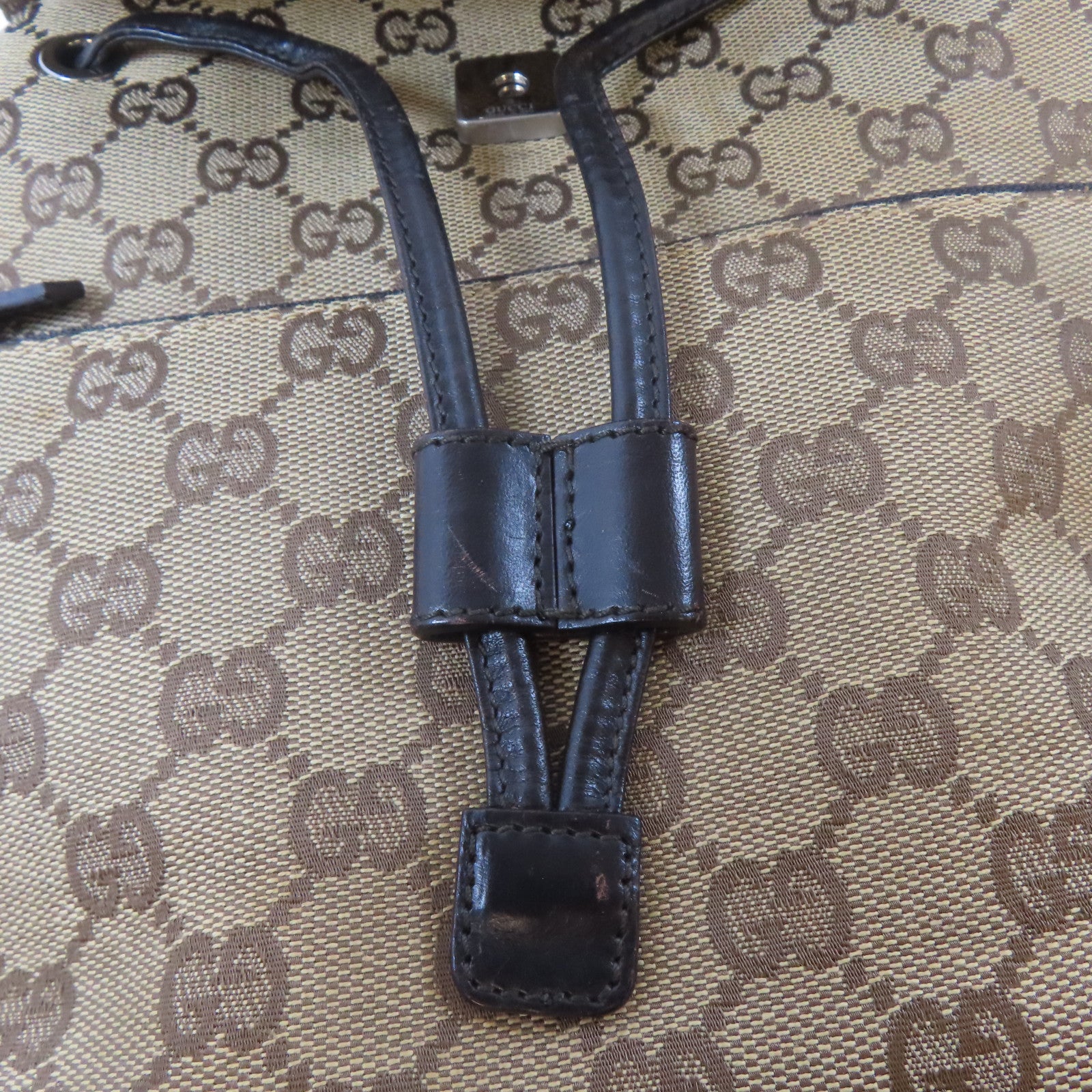 GUCCI 帆布GG Supreme BackPack銀扣背包啡色