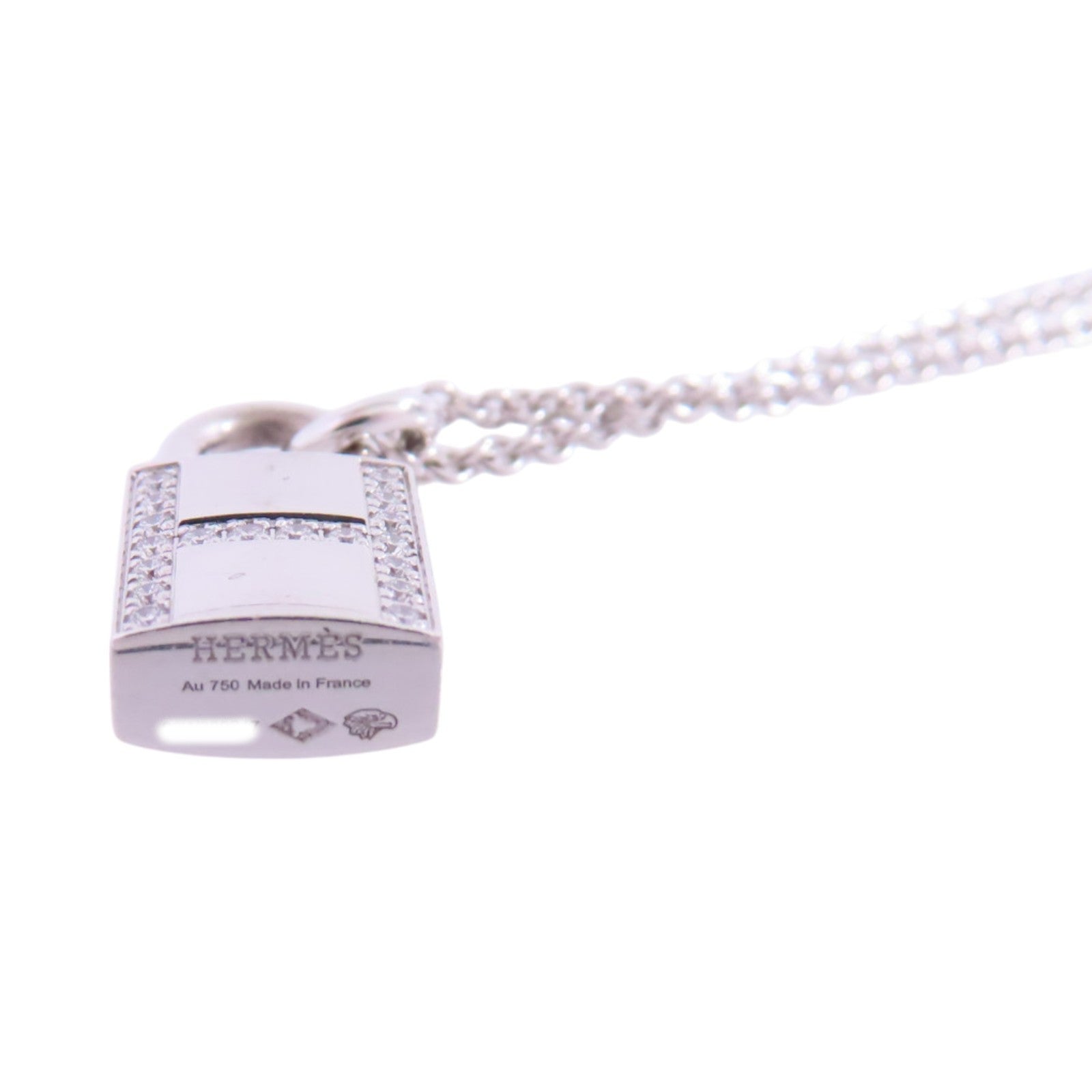 HERMES 【激減優惠】18K白金/鑽石Kelly Cadenas Pendant Necklace銀扣項鏈