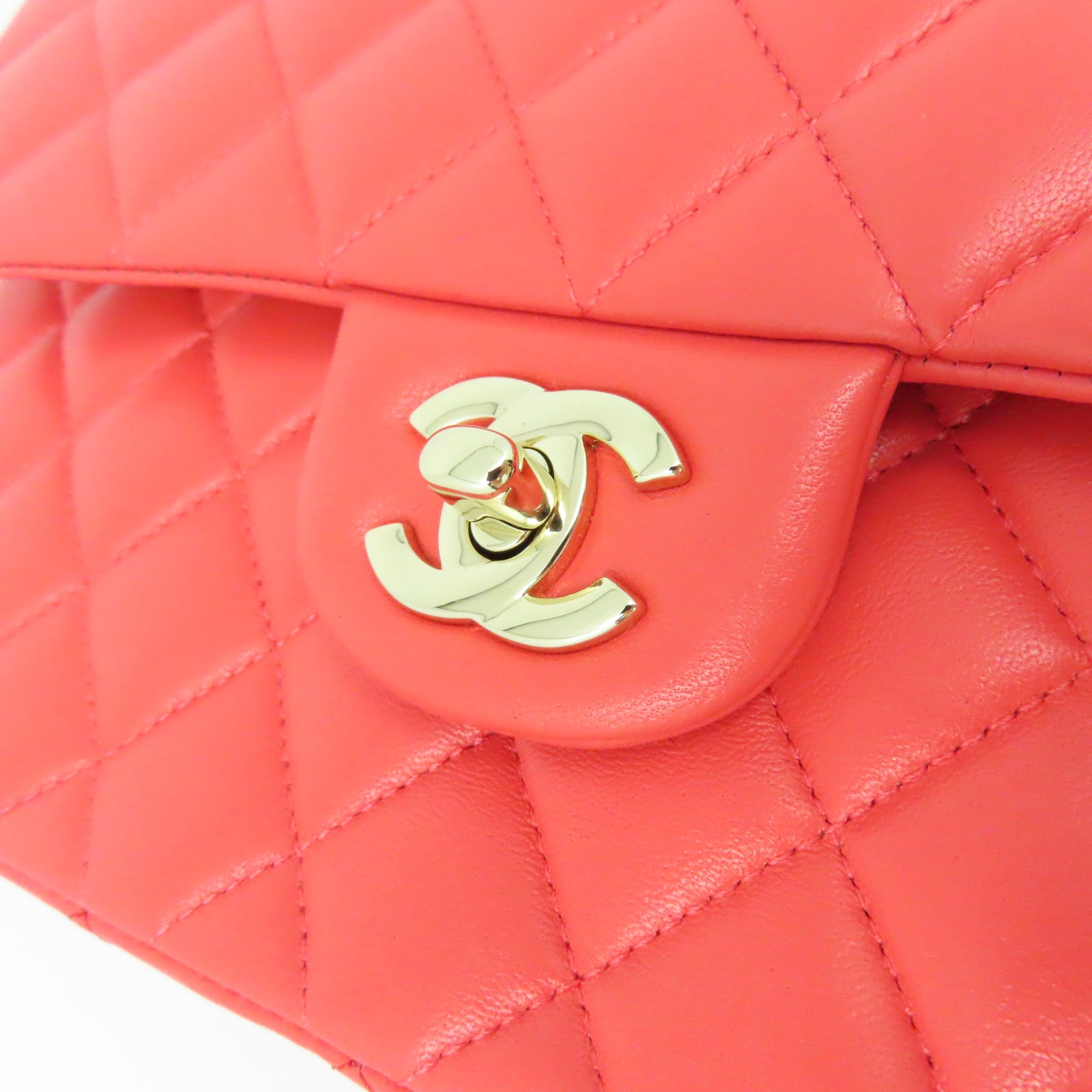 CHANEL 【清倉大減價】菱格羊皮皮革Chain Shoulder Bag金扣鏈帶肩背袋紅色
