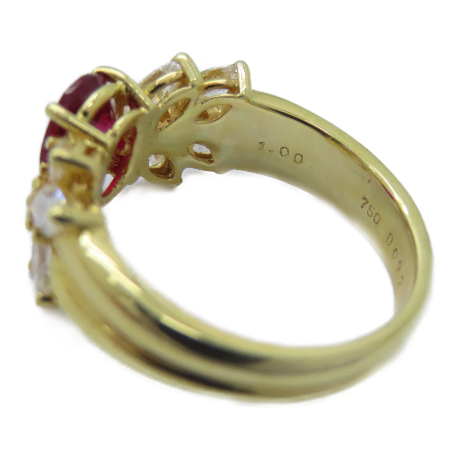 JEWELRY 18K黃金Ruby Diamond Ring 1.00ct紅寶石/0.92ct鑚石戒指US#6.25