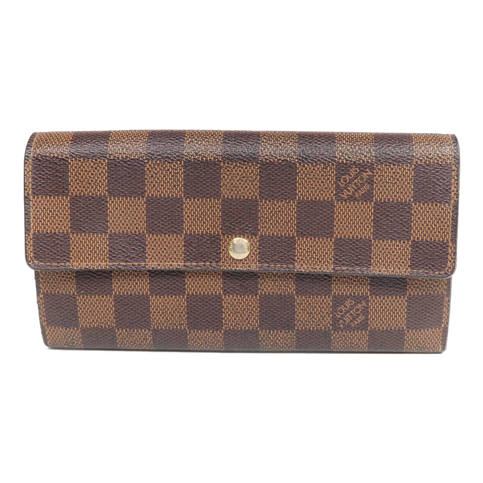 LOUIS VUITTON 【激減優惠】Damier Portefeuille Sarah 金扣長錢包