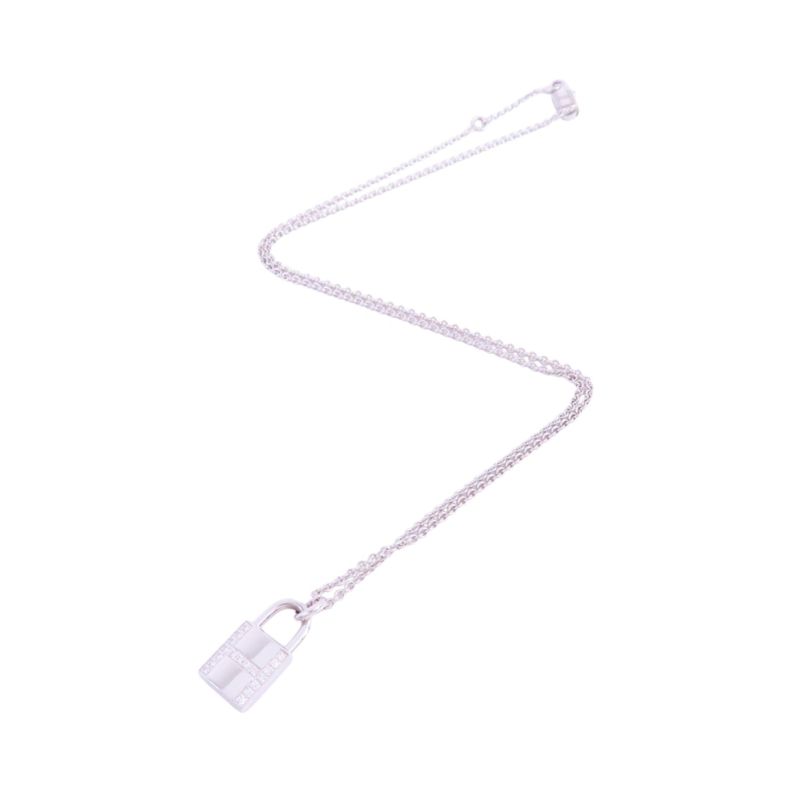 HERMES 【激減優惠】18K白金/鑽石Kelly Cadenas Pendant Necklace銀扣項鏈