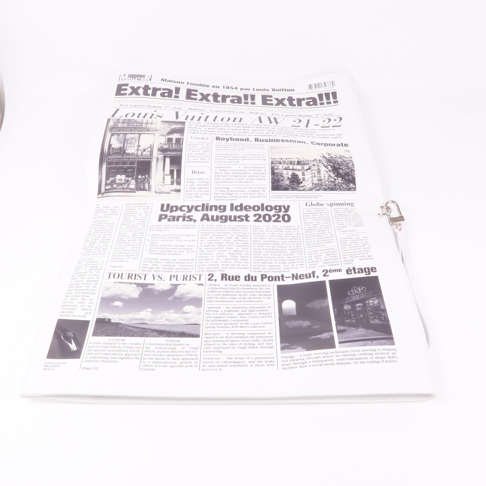 LOUIS VUITTON 牛皮皮革Newspaper Bag銀扣手拿包