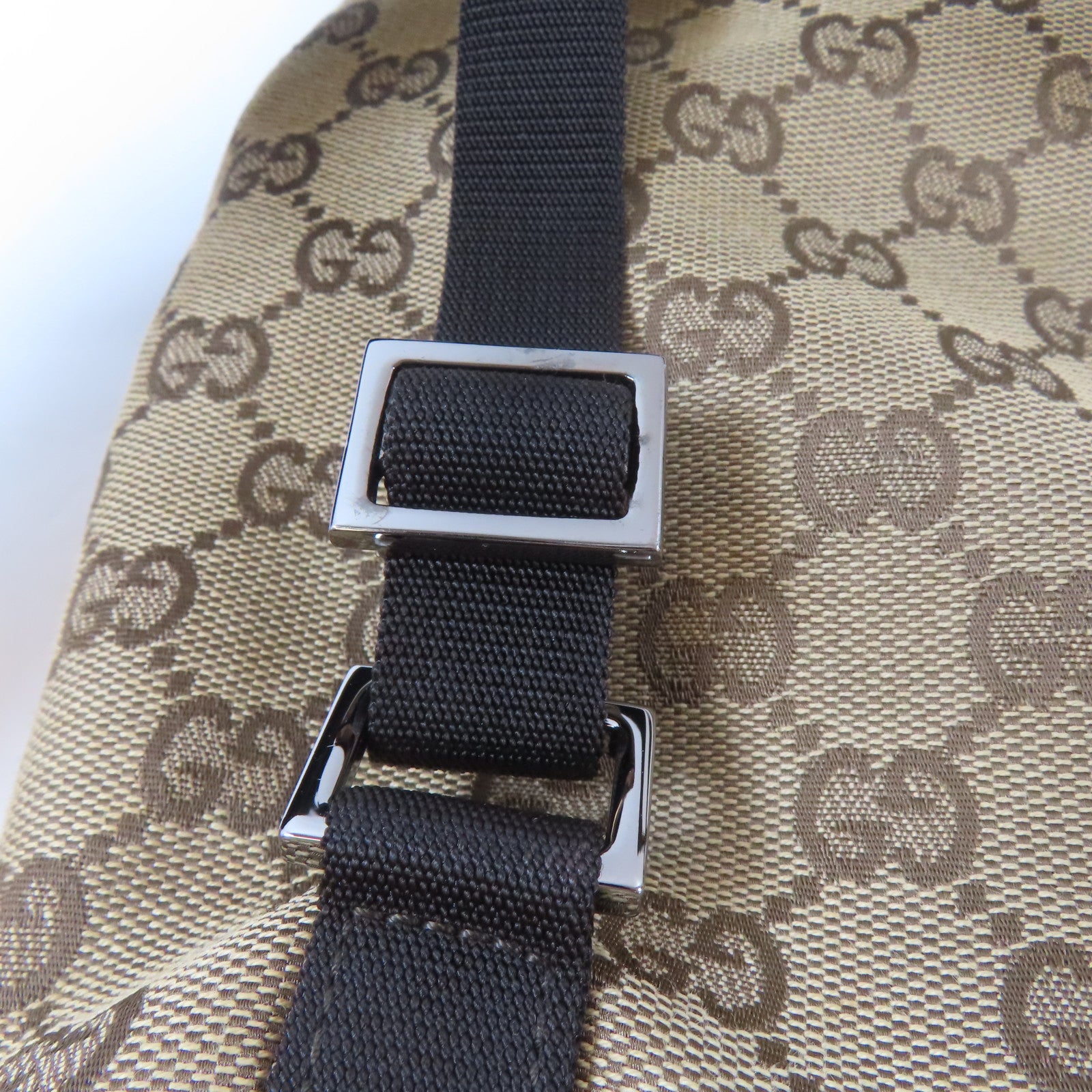 GUCCI 帆布GG Supreme BackPack銀扣背包啡色