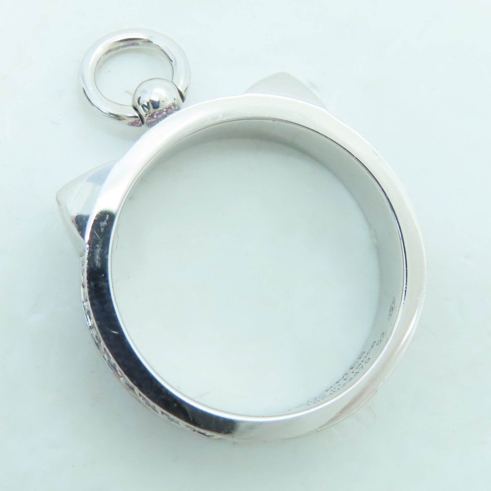 HERMES 18K White Gold Collier De Chien 0.64ct Pink Sapphire Ring #52 US#5.75