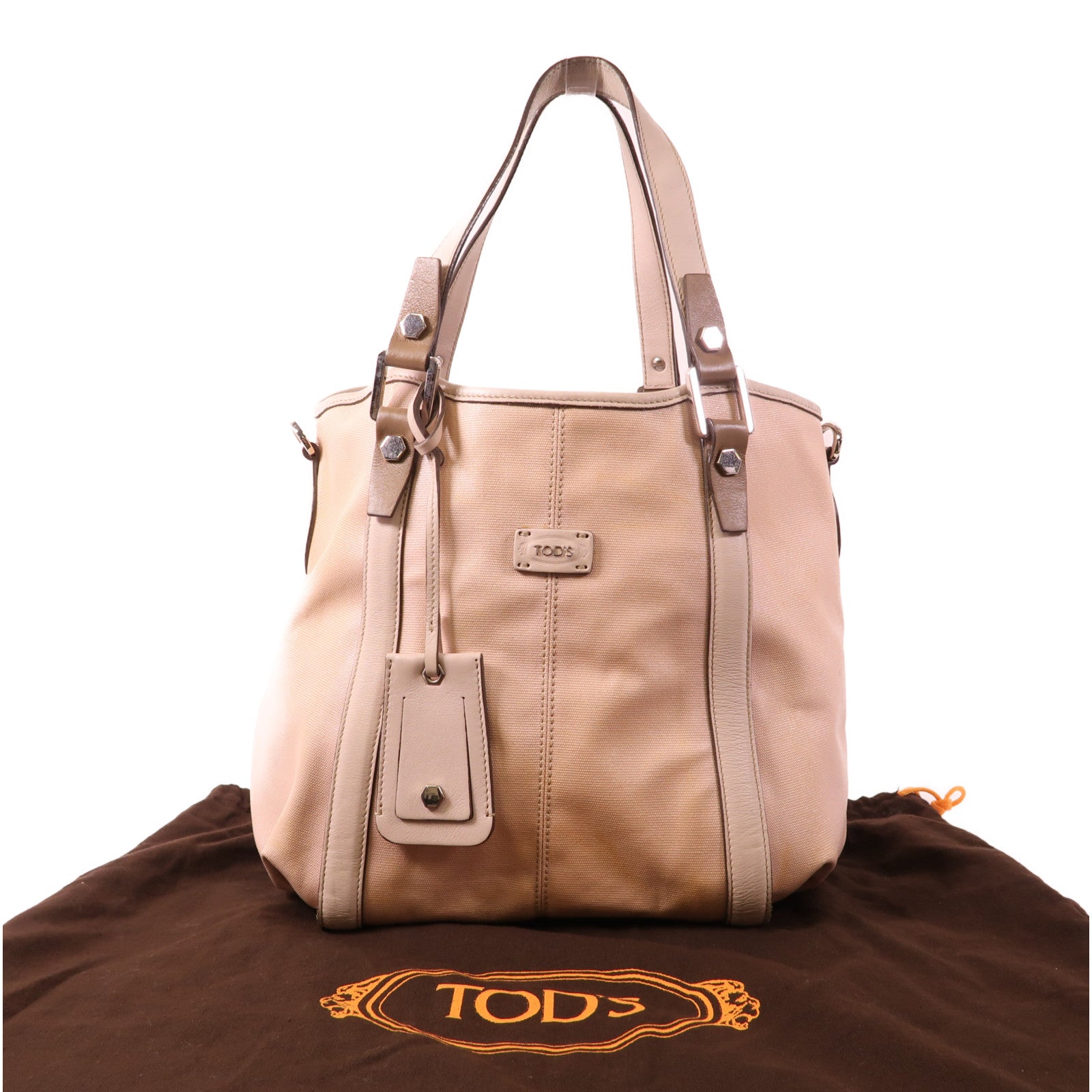 TOD'S 塗層帆布Shoulder Bag銀扣手挽袋
