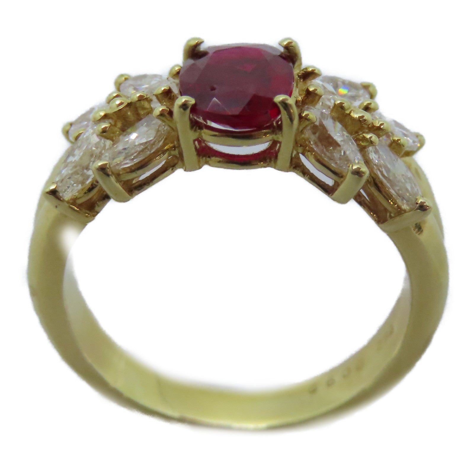 JEWELRY 18K黃金Ruby Diamond Ring 1.00ct紅寶石/0.92ct鑚石戒指US#6.25