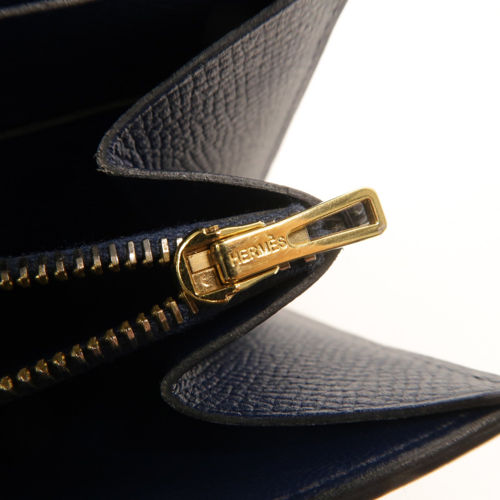 HERMES Epsom皮革Constance Compact Wallet錢包Bleu Saphir