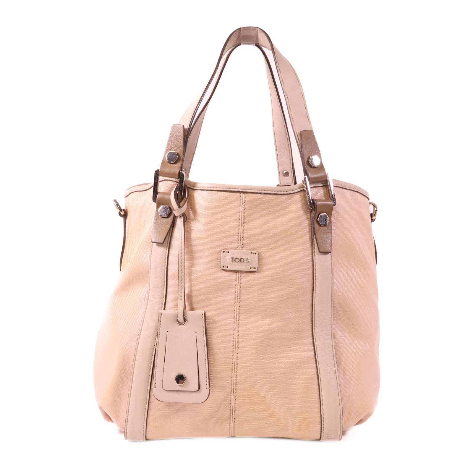 TOD'S 塗層帆布Shoulder Bag銀扣手挽袋