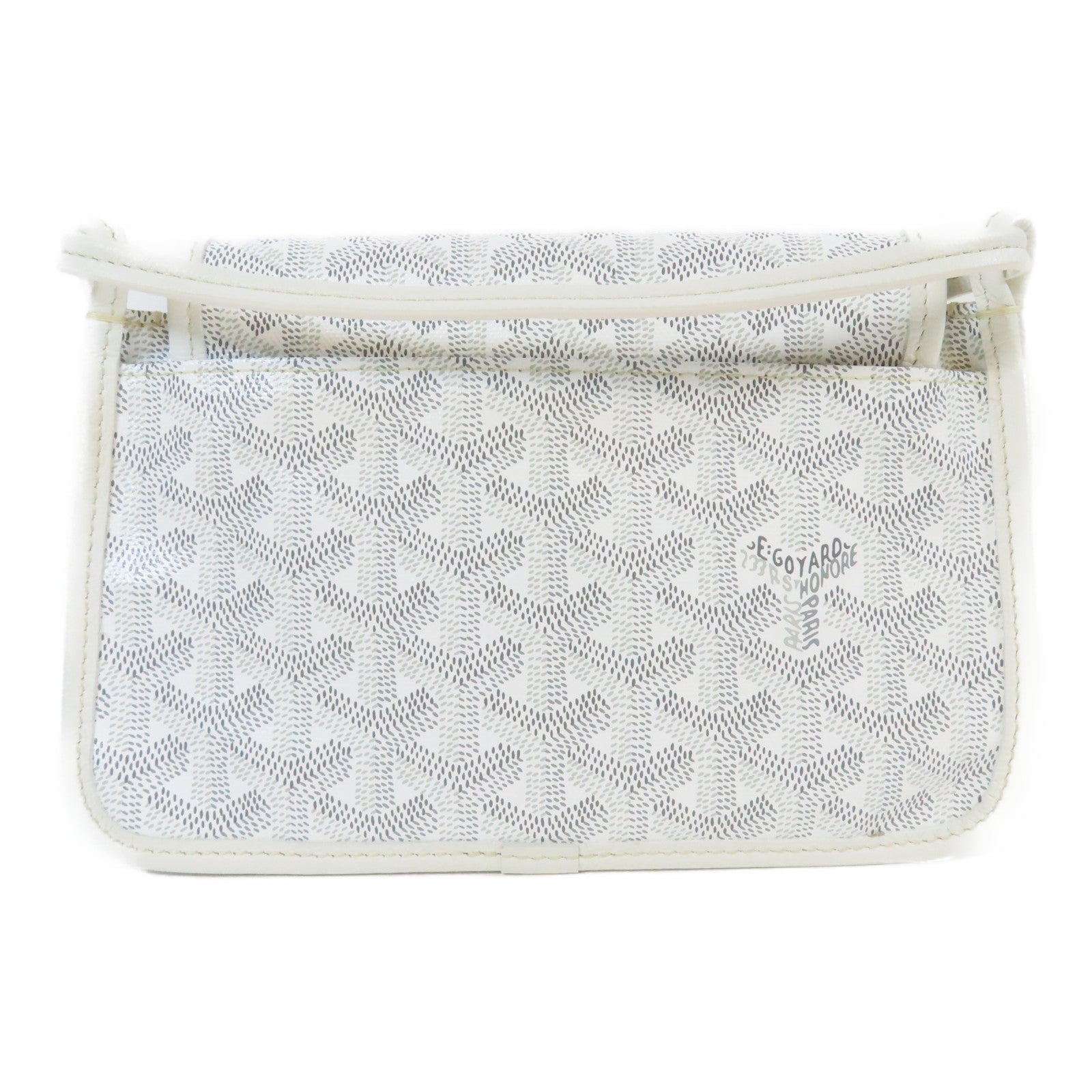 GOYARD 塗層帆布Plumet Pocket Wallet銀扣肩背袋白色