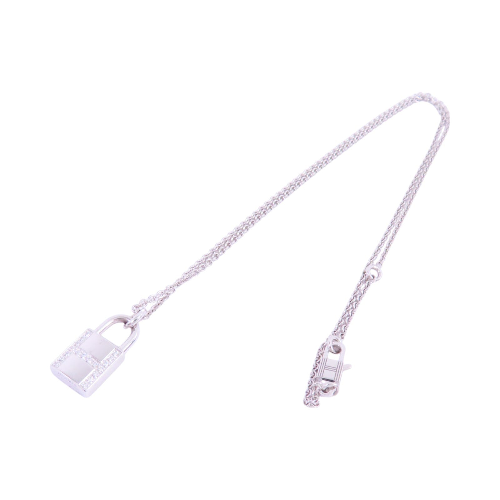 HERMES 【激減優惠】18K白金/鑽石Kelly Cadenas Pendant Necklace銀扣項鏈