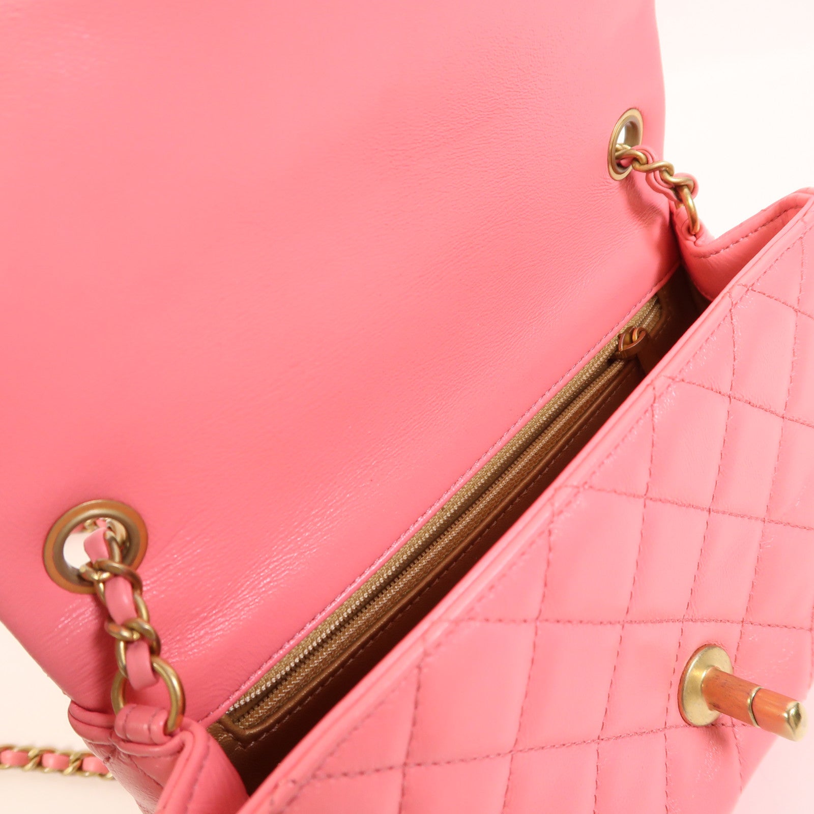 CHANEL 羊皮皮革Mini Classic 20金扣鏈帶肩背袋