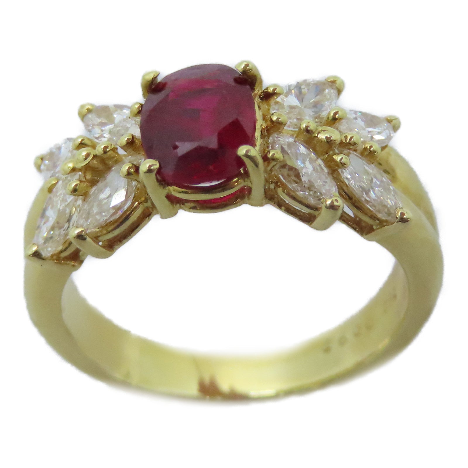 JEWELRY 18K黃金Ruby Diamond Ring 1.00ct紅寶石/0.92ct鑚石戒指US#6.25