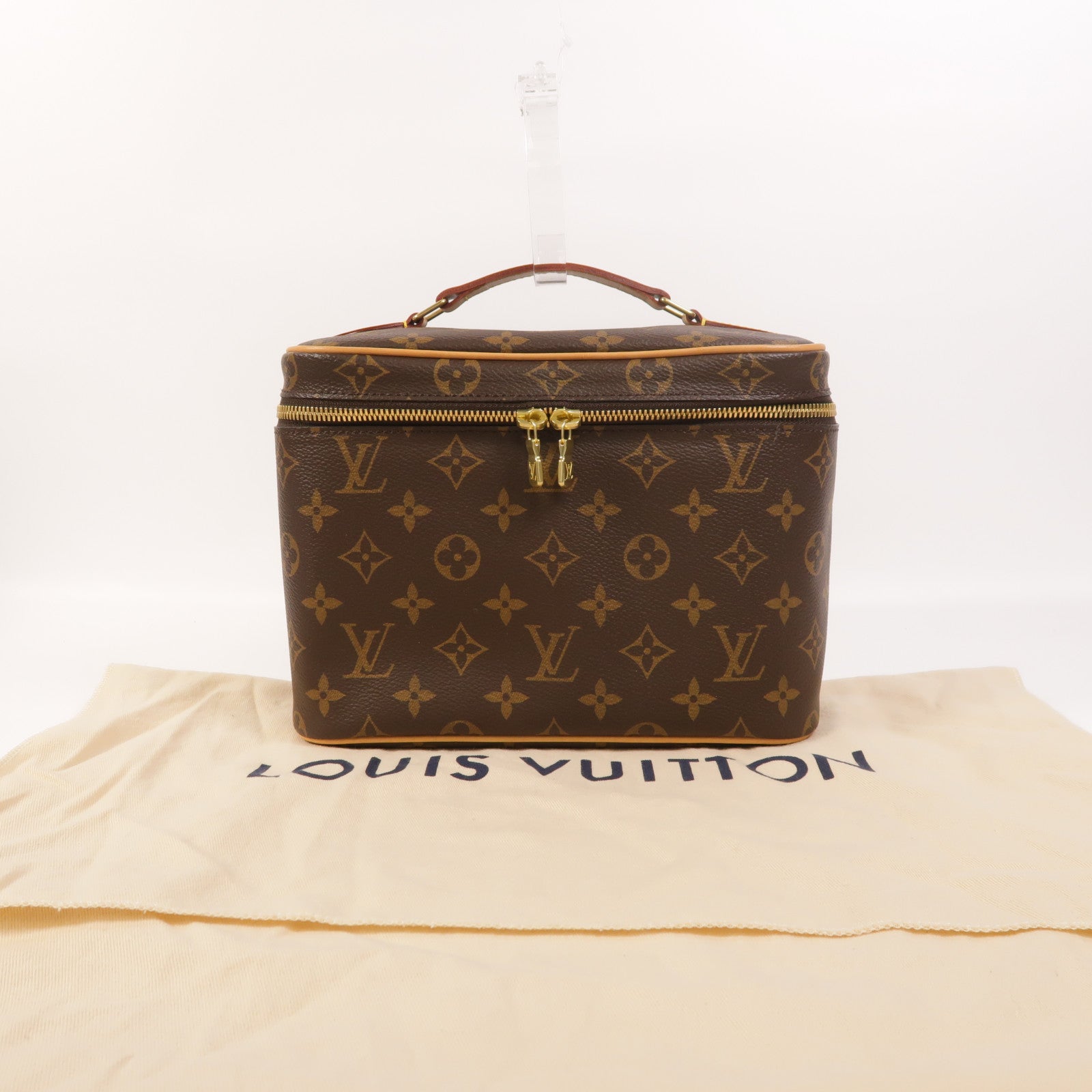 LOUIS VUITTON Monogram Nice BB金扣手挽袋棕色