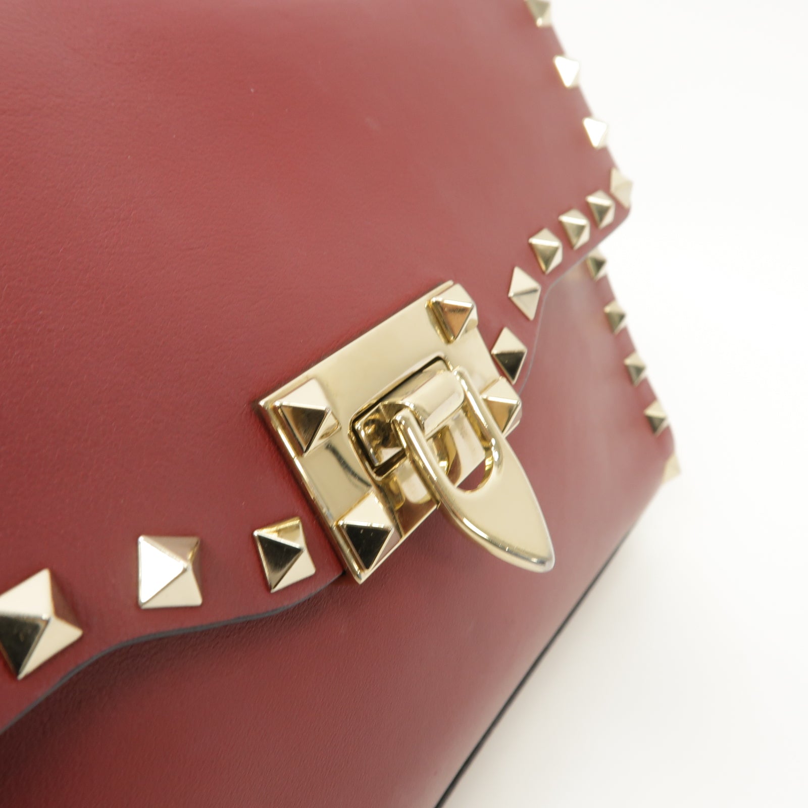 Valentino 羊皮皮革Shoulder Bag金扣肩背袋紅色