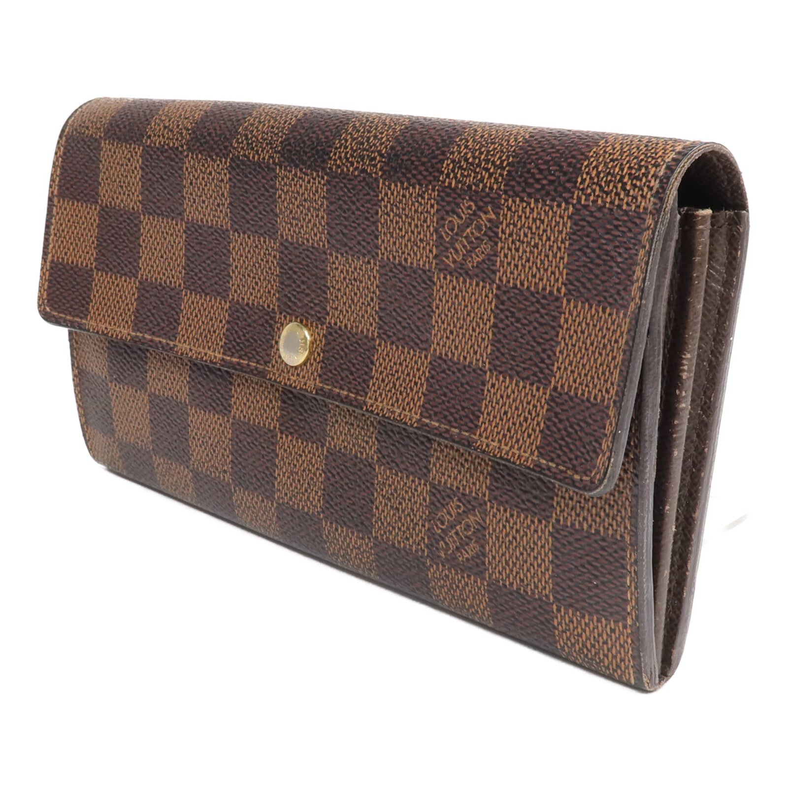 LOUIS VUITTON 【激減優惠】Damier Portefeuille Sarah 金扣長錢包