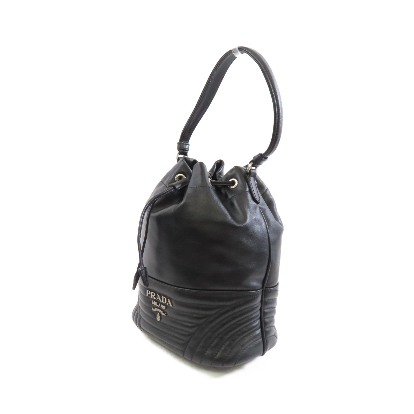 PRADA 牛皮皮革2 Way Shoulder銀扣手挽肩背兩用袋黑色