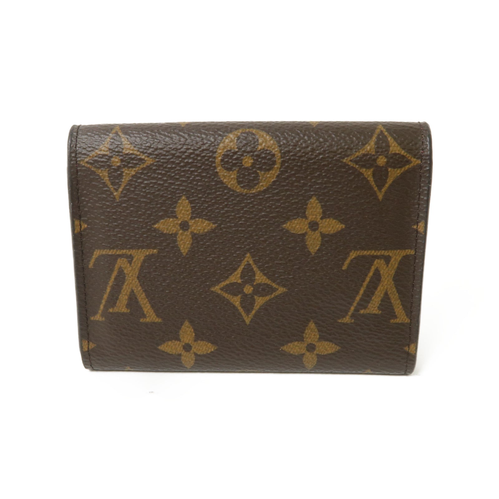 LOUIS VUITTON Monogram Rosalie金扣卡片套棕色/酒紅色