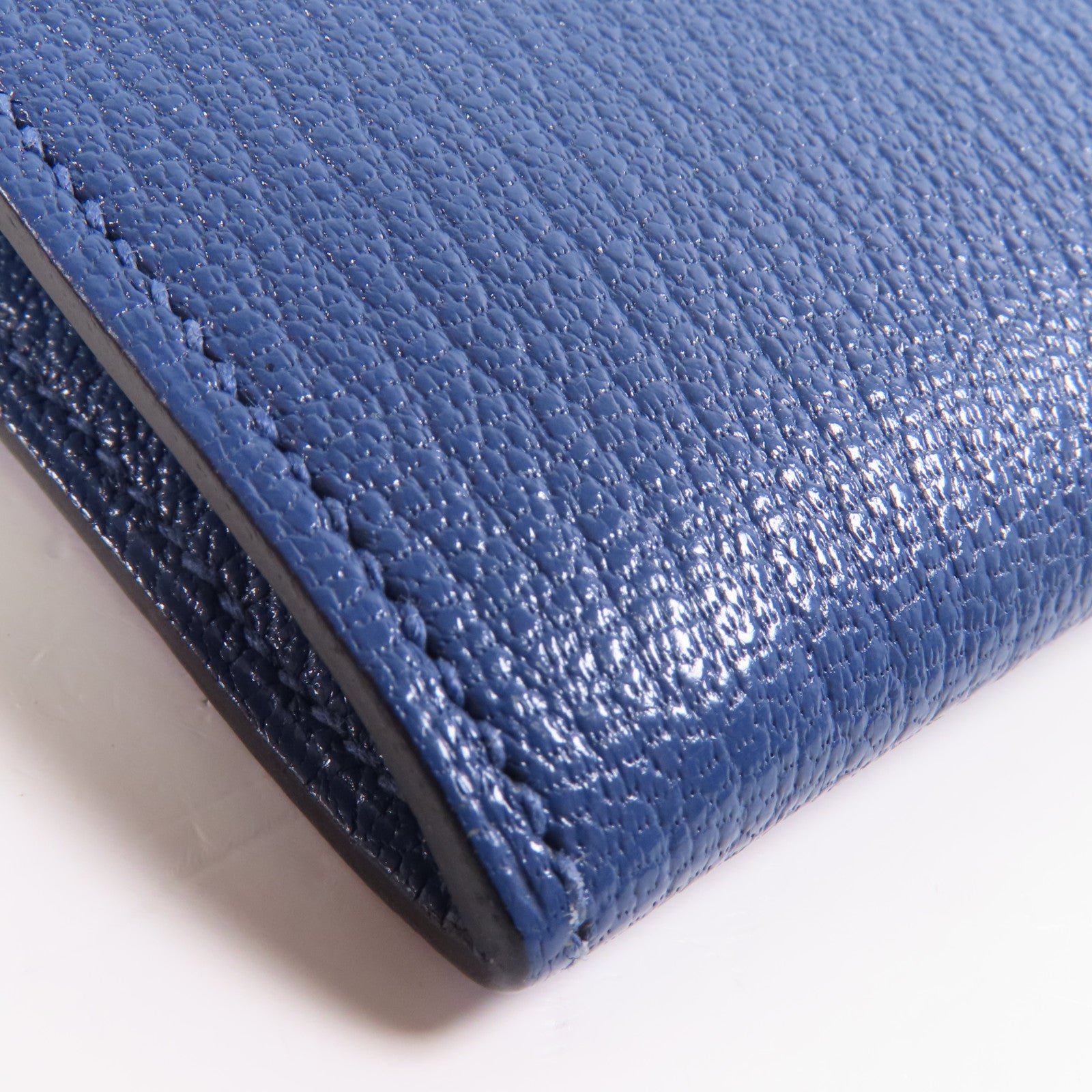 HERMES Chevre皮革Cinhetic To Go Wallet銀扣肩背袋7E Bleu Brighton