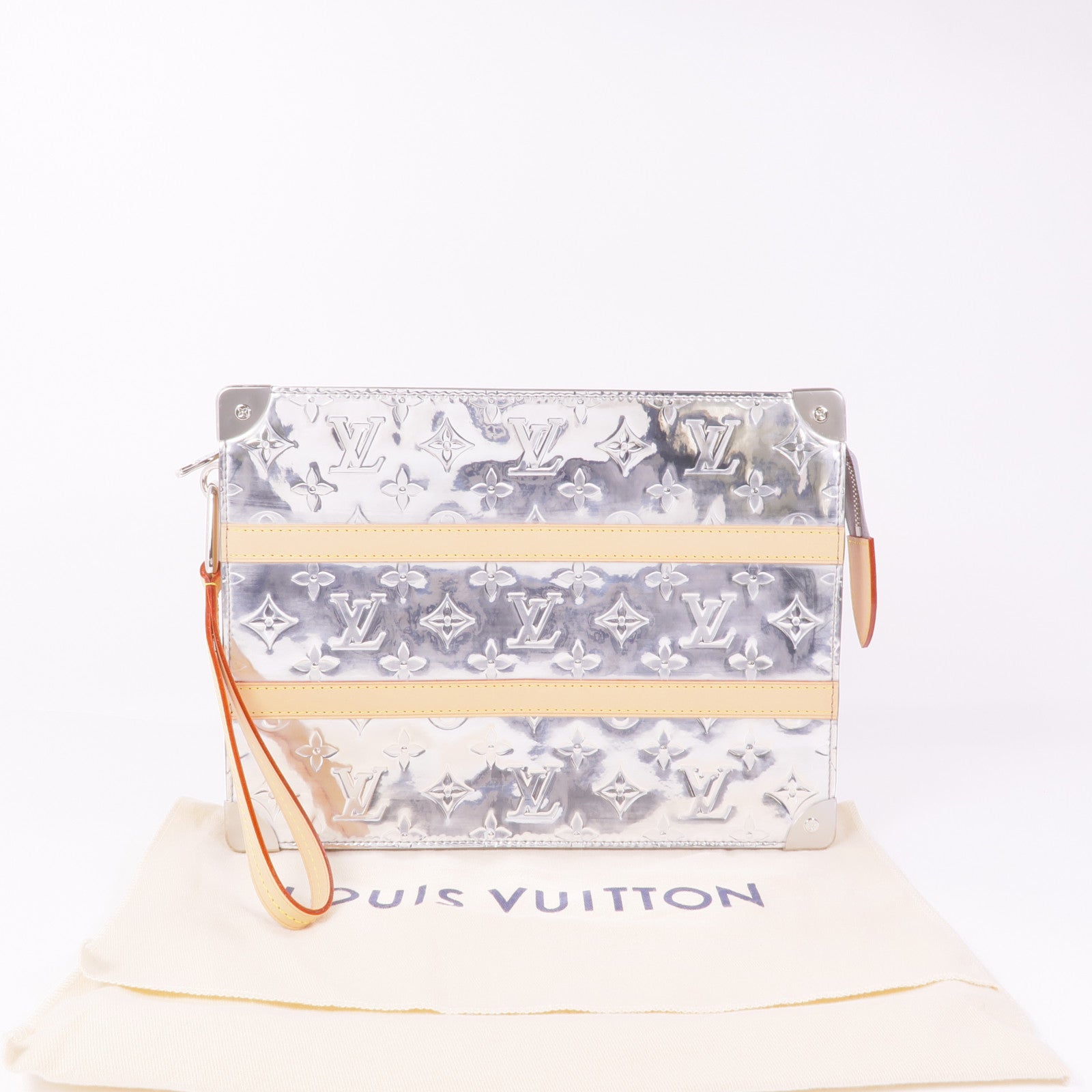 LOUIS VUITTON Monogram Mirror Trunk Pouch銀扣手拿包