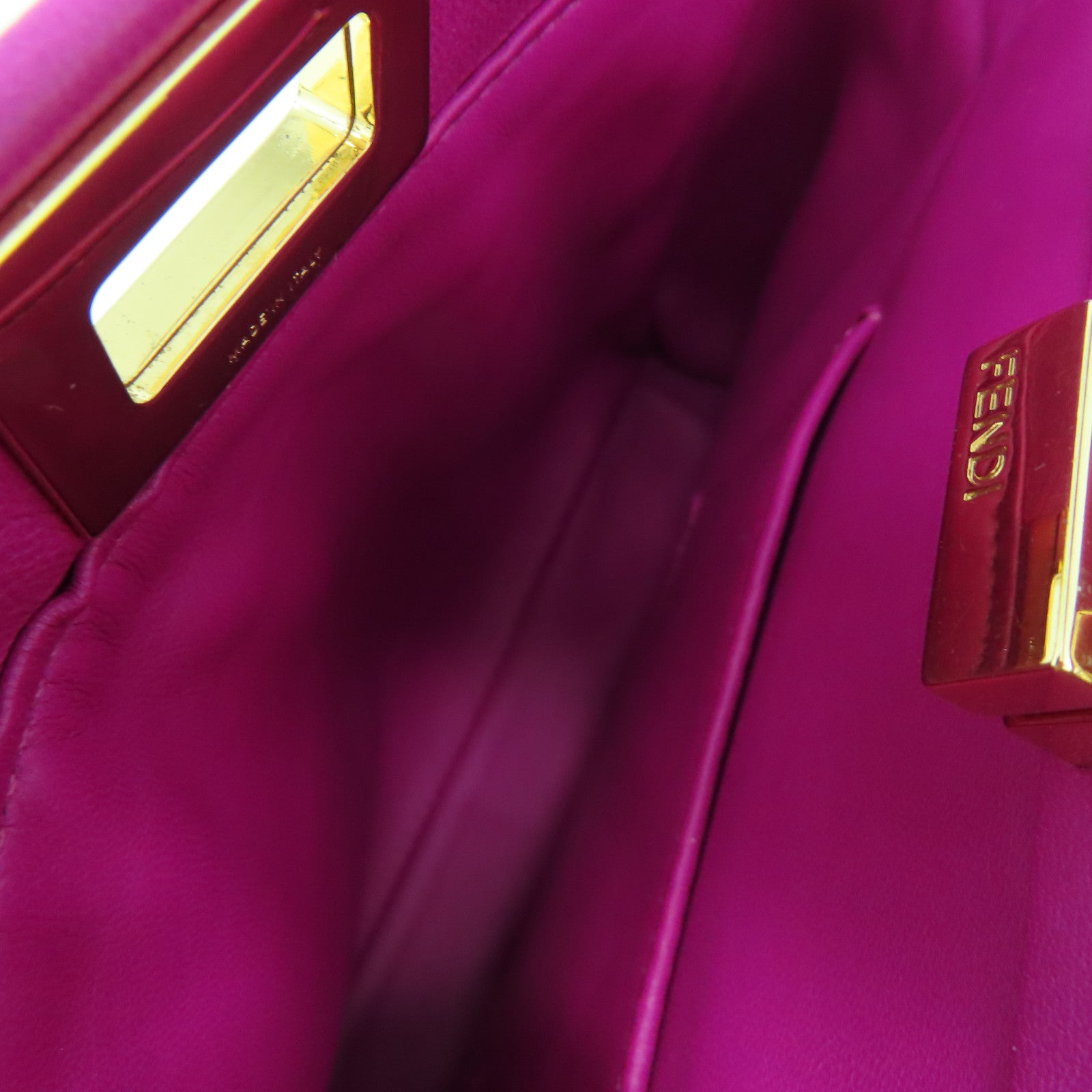 FENDI 【激減優惠】羊皮皮革Peekaboo金扣手挽肩背兩用袋桃紅色
