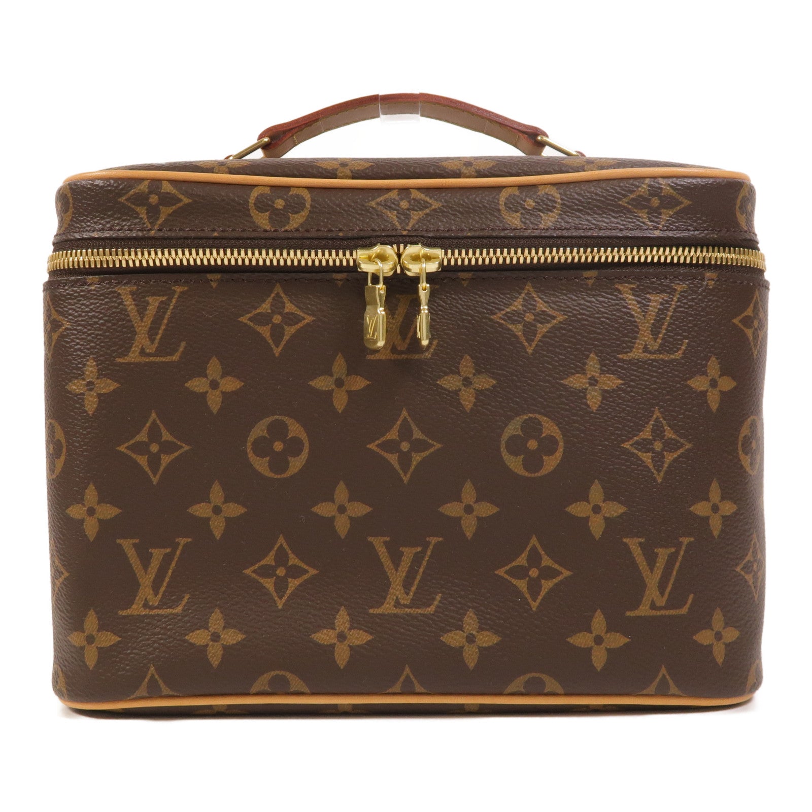 LOUIS VUITTON Monogram Nice BB金扣手挽袋棕色