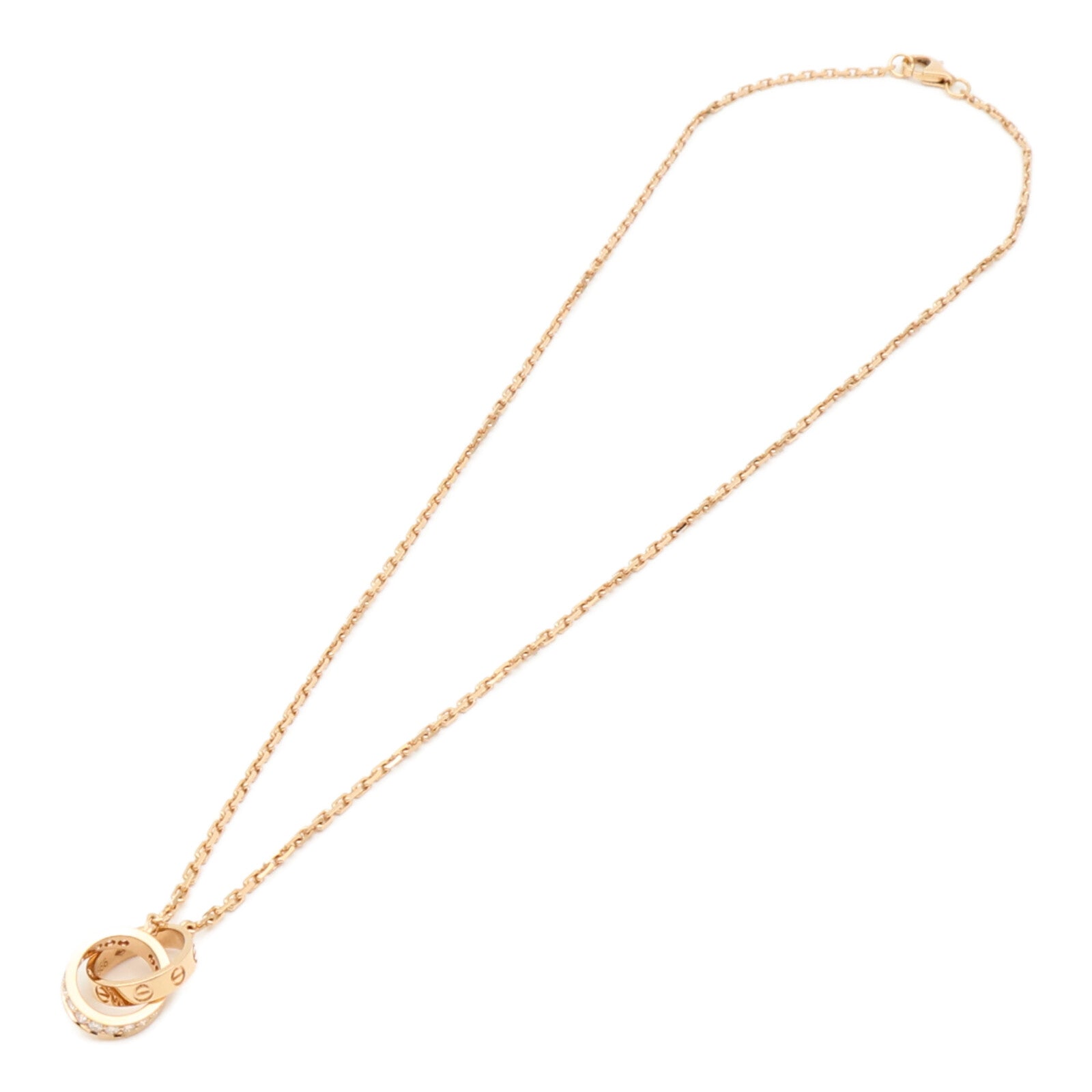 CARTIER 18K玫瑰金Love Pendant Half-Paved鑽石項鍊