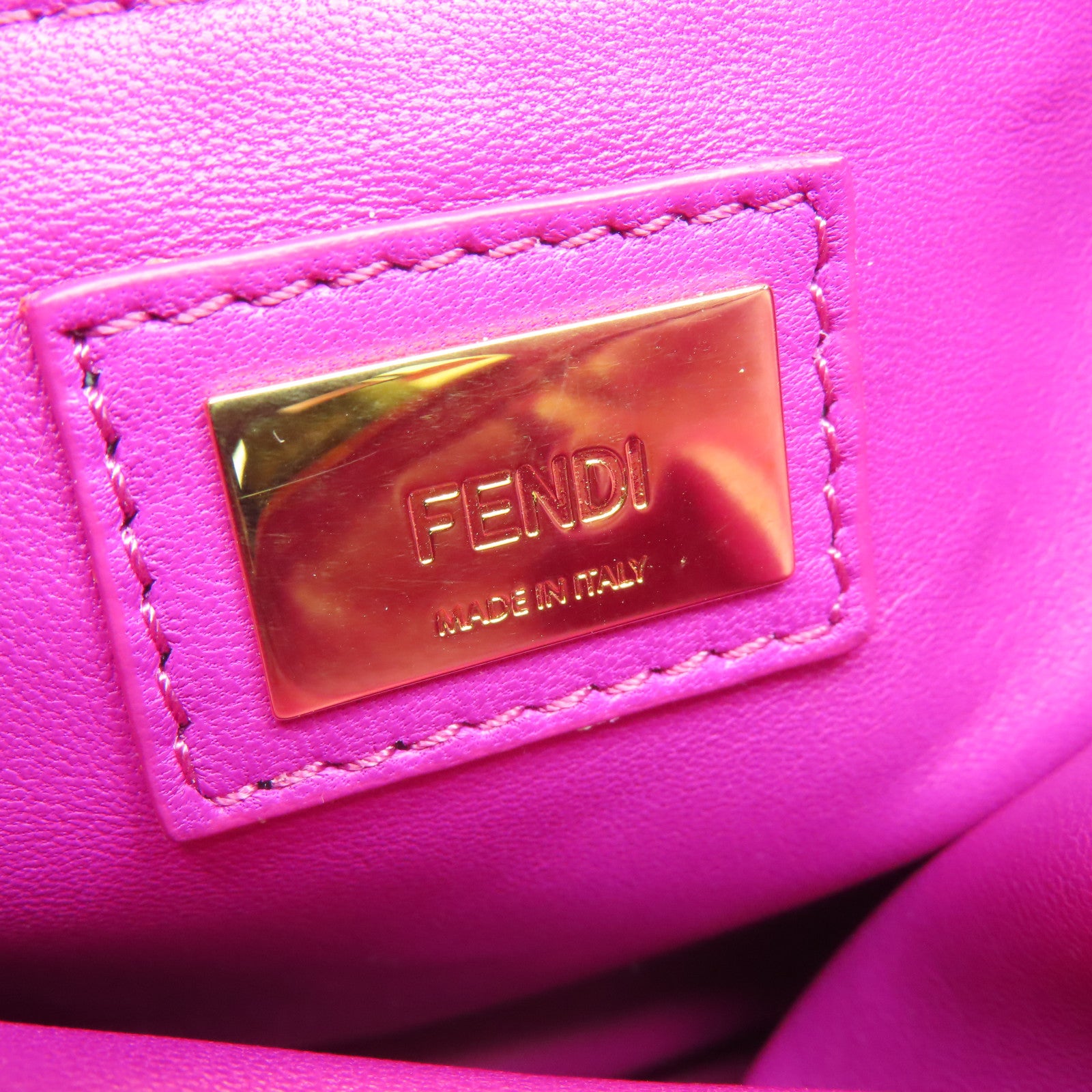 FENDI 【激減優惠】羊皮皮革Peekaboo金扣手挽肩背兩用袋桃紅色