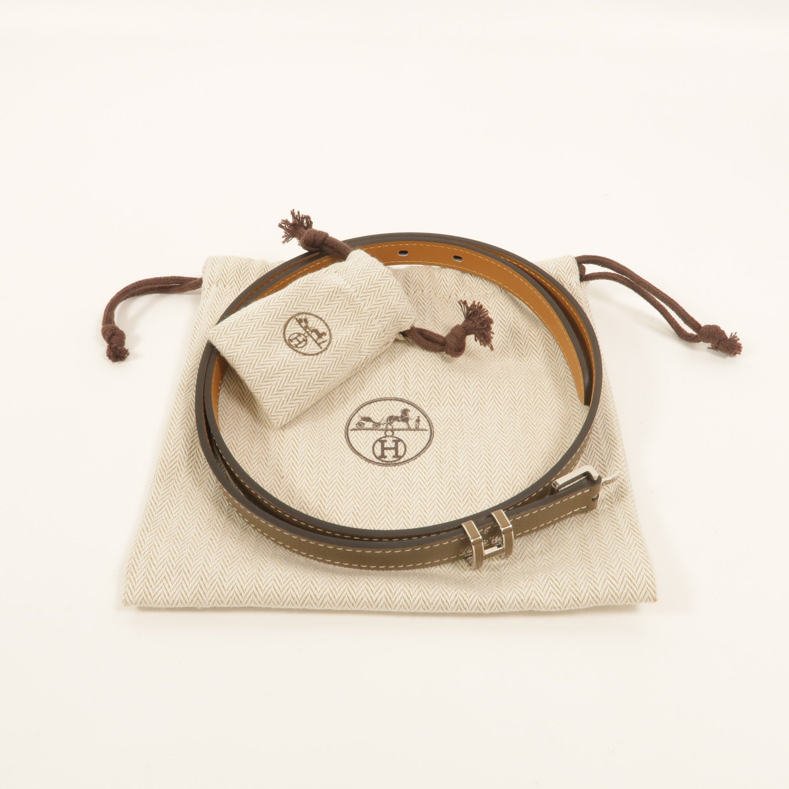 HERMES Epsom皮革Pop H Belt皮帶Etoupe