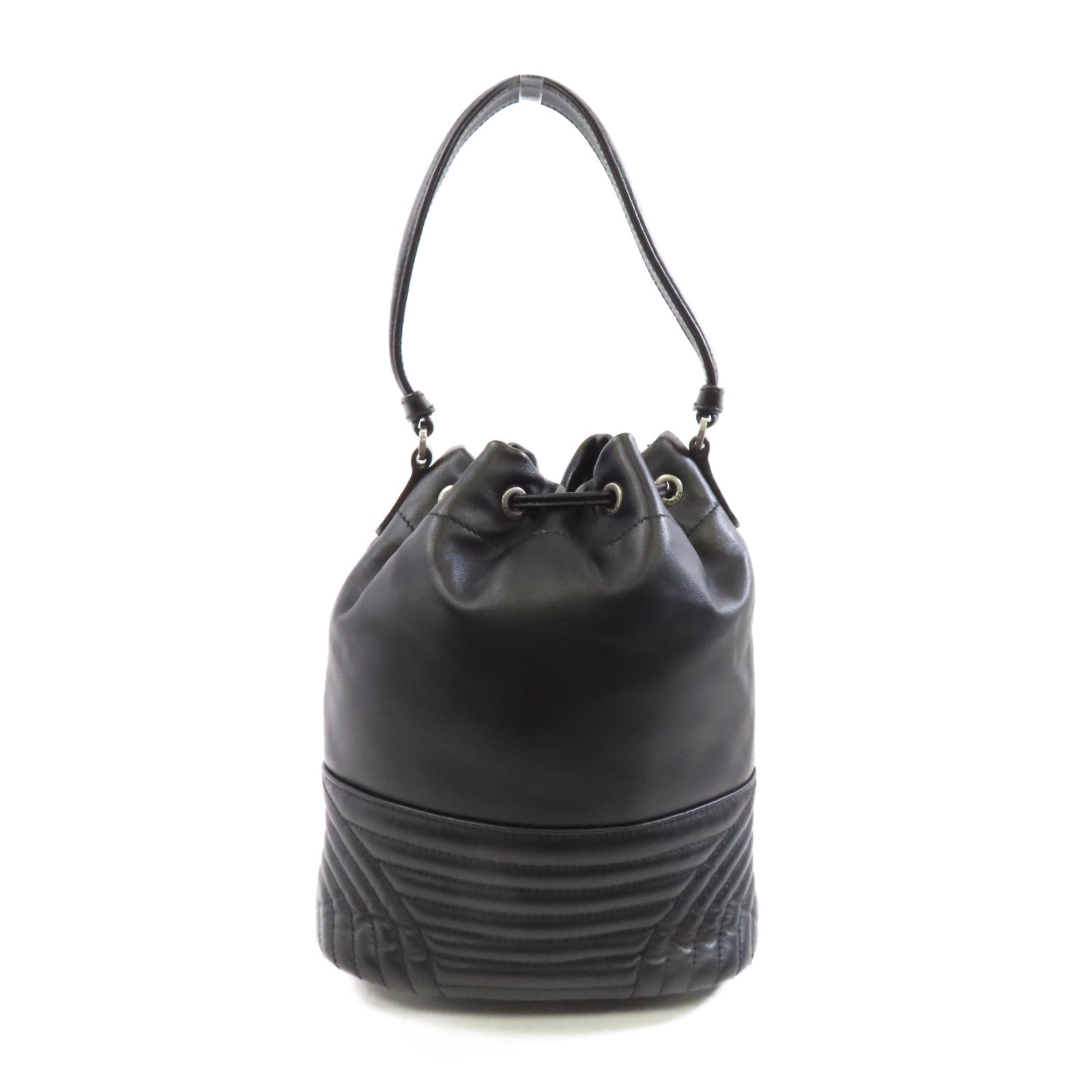 PRADA 牛皮皮革2 Way Shoulder銀扣手挽肩背兩用袋黑色