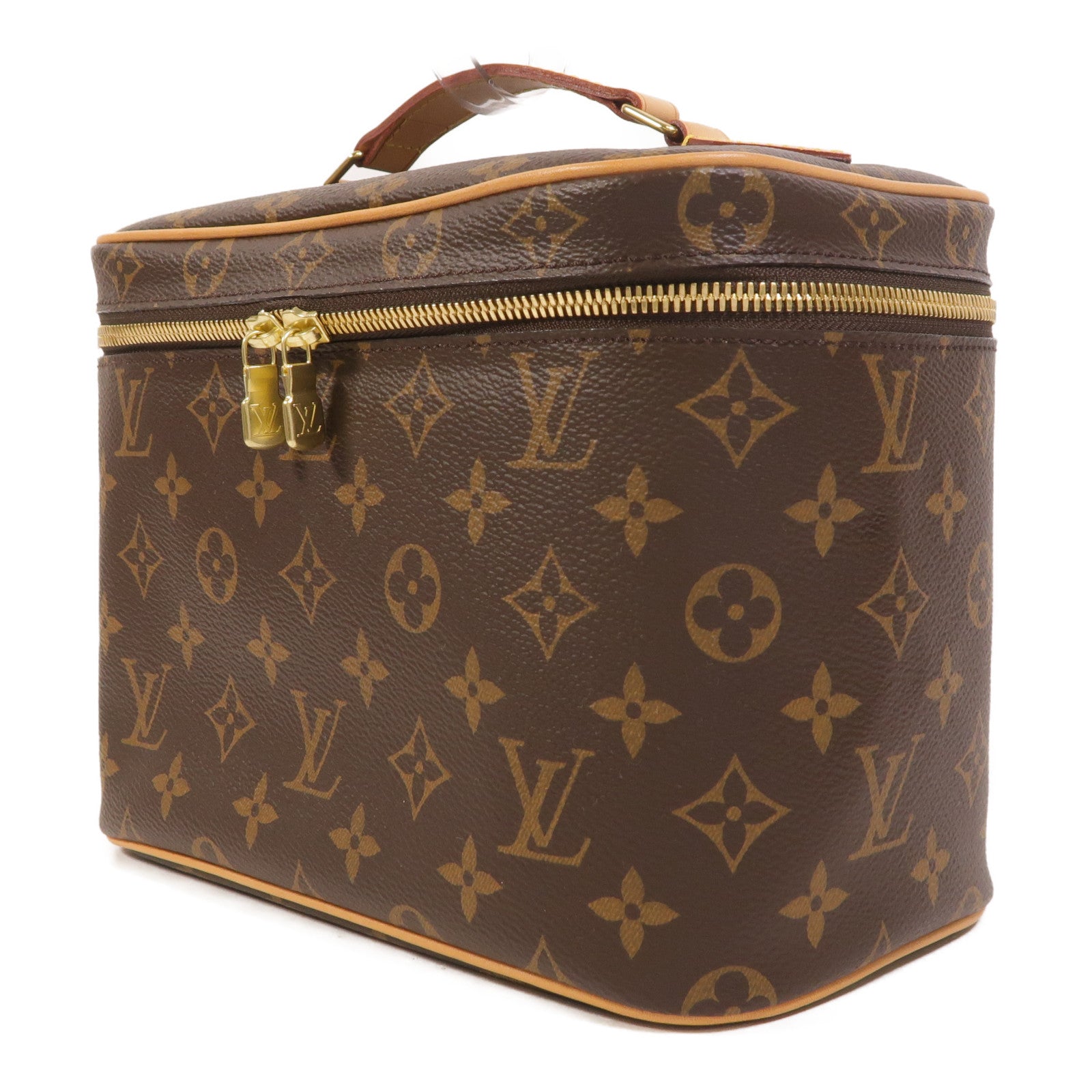 LOUIS VUITTON Monogram Nice BB金扣手挽袋棕色