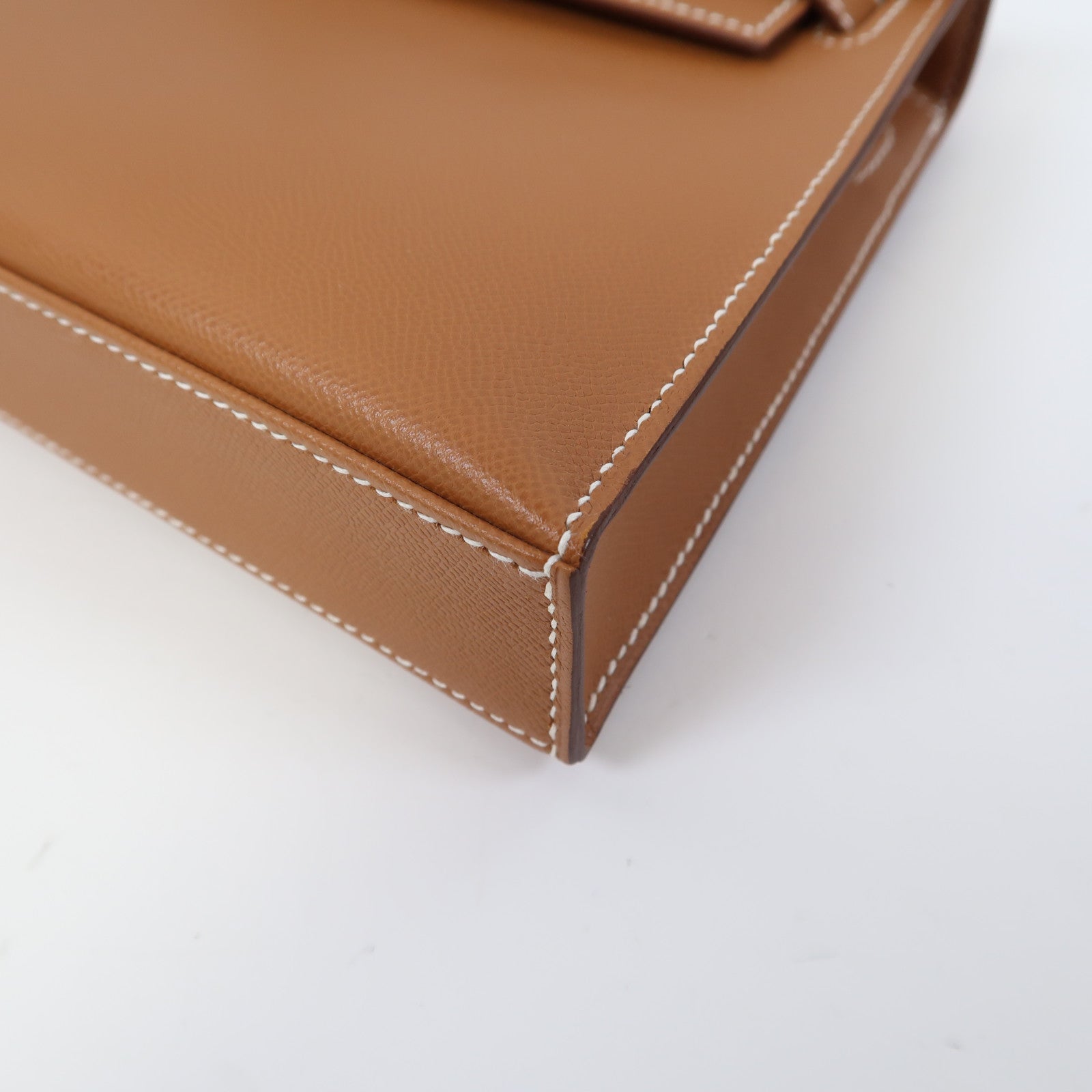HERMES 【激減優惠】Madame皮革Kelly Elan金扣肩背袋金棕色