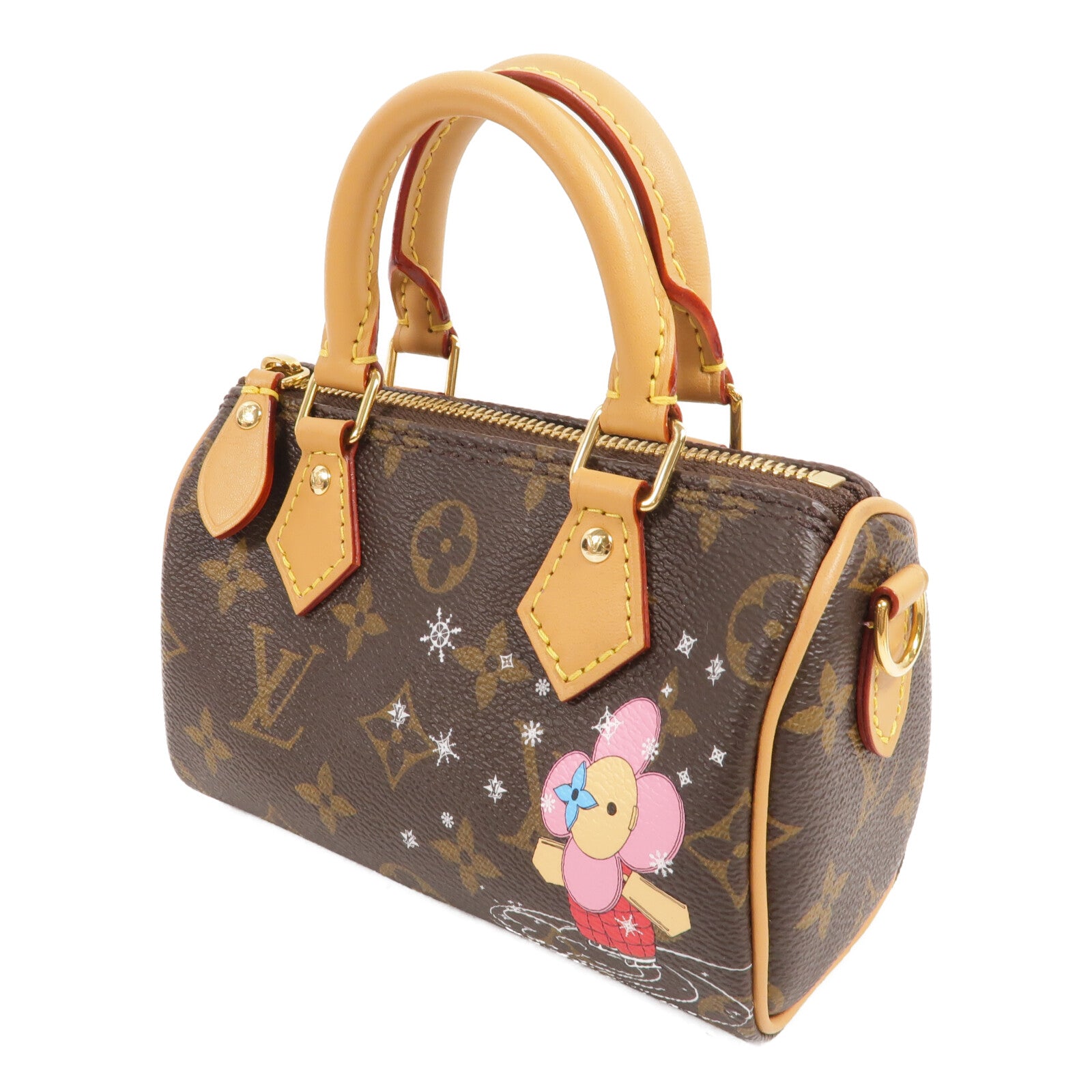 LOUIS VUITTON Monogram Vivienne Nano Speedy金扣手挽肩背兩用袋