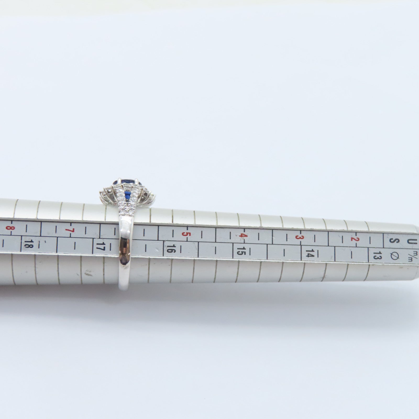 JEWELRY PT950鉑金Sapphire Diamond Ring 1.08ct藍寶石/0.81ct鑽石戒指US#6
