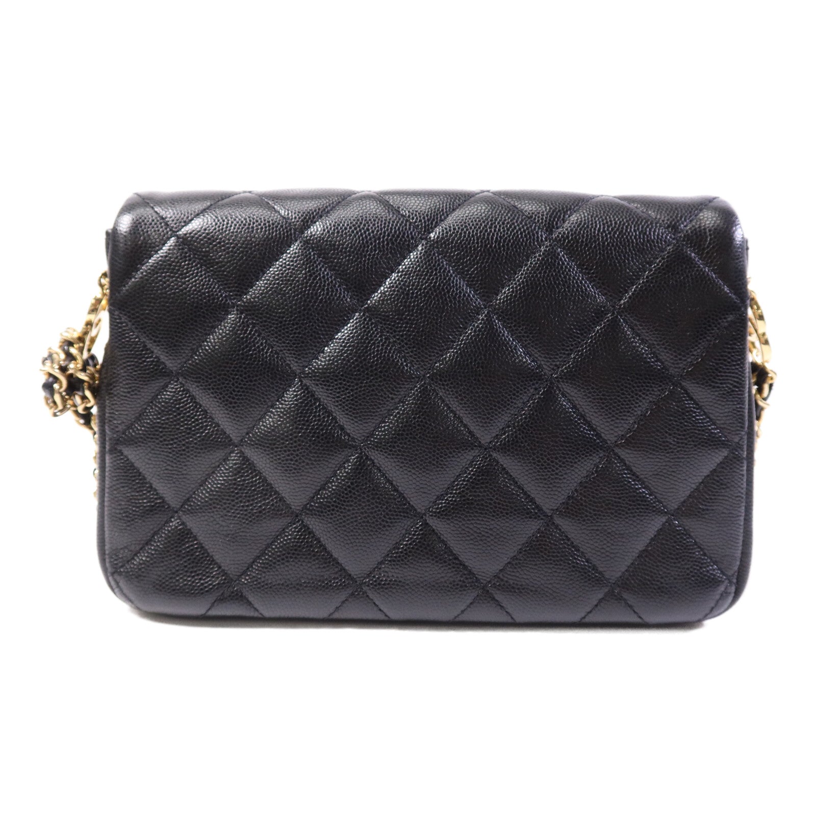 CHANEL 牛皮皮革Mini Flap Bag金扣鏈帶肩背袋