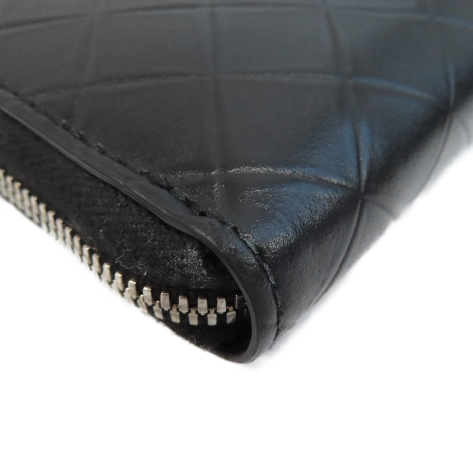 BOTTEGA VENETA 羊皮皮革Long Wallet銀扣長錢包黑色