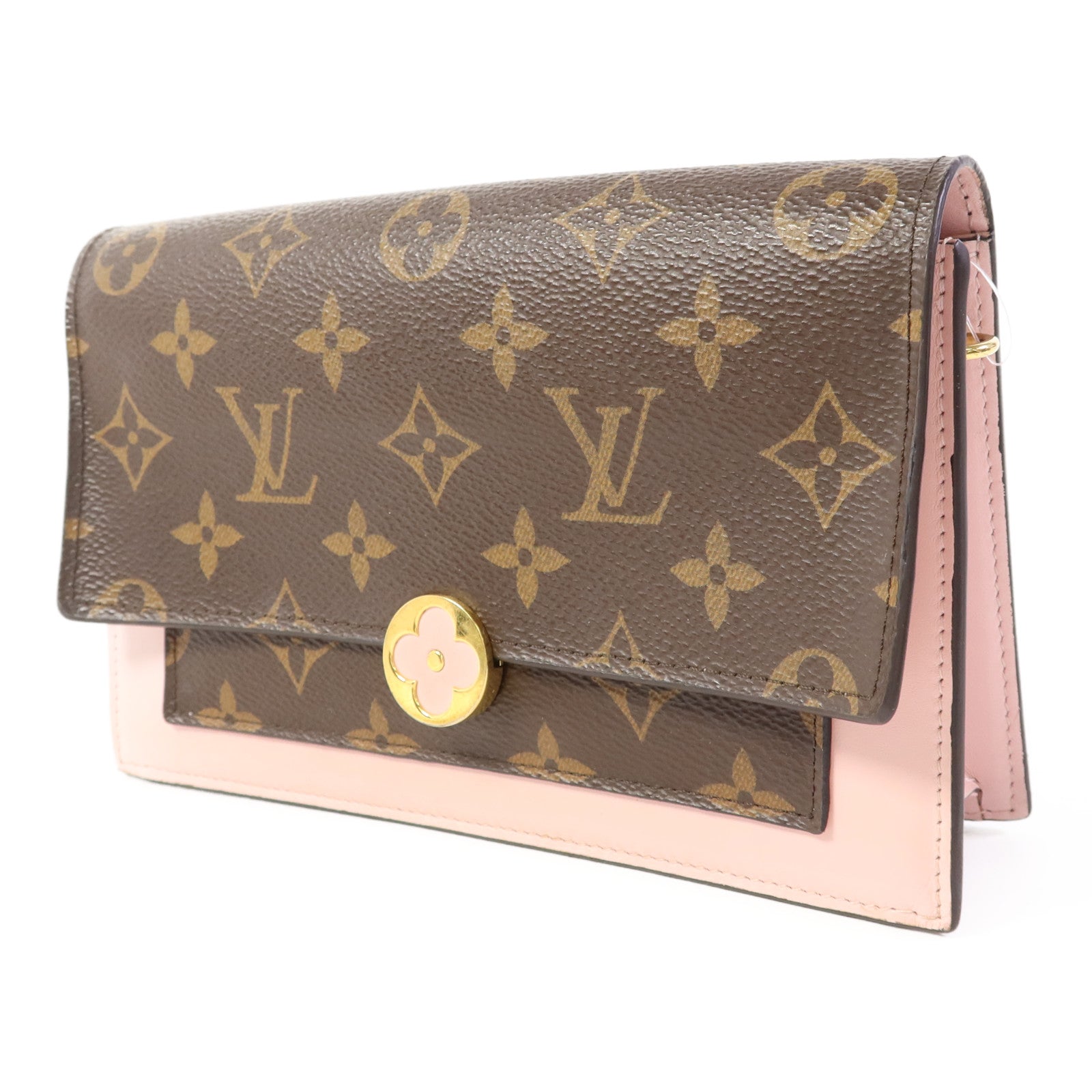 LOUIS VUITTON Monogram Flore Chain Wallet金扣鏈帶肩背袋