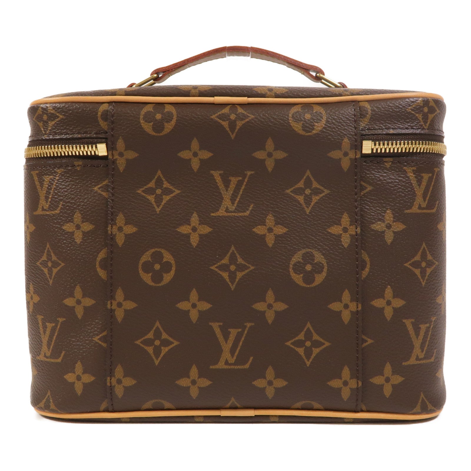LOUIS VUITTON Monogram Nice BB金扣手挽袋棕色