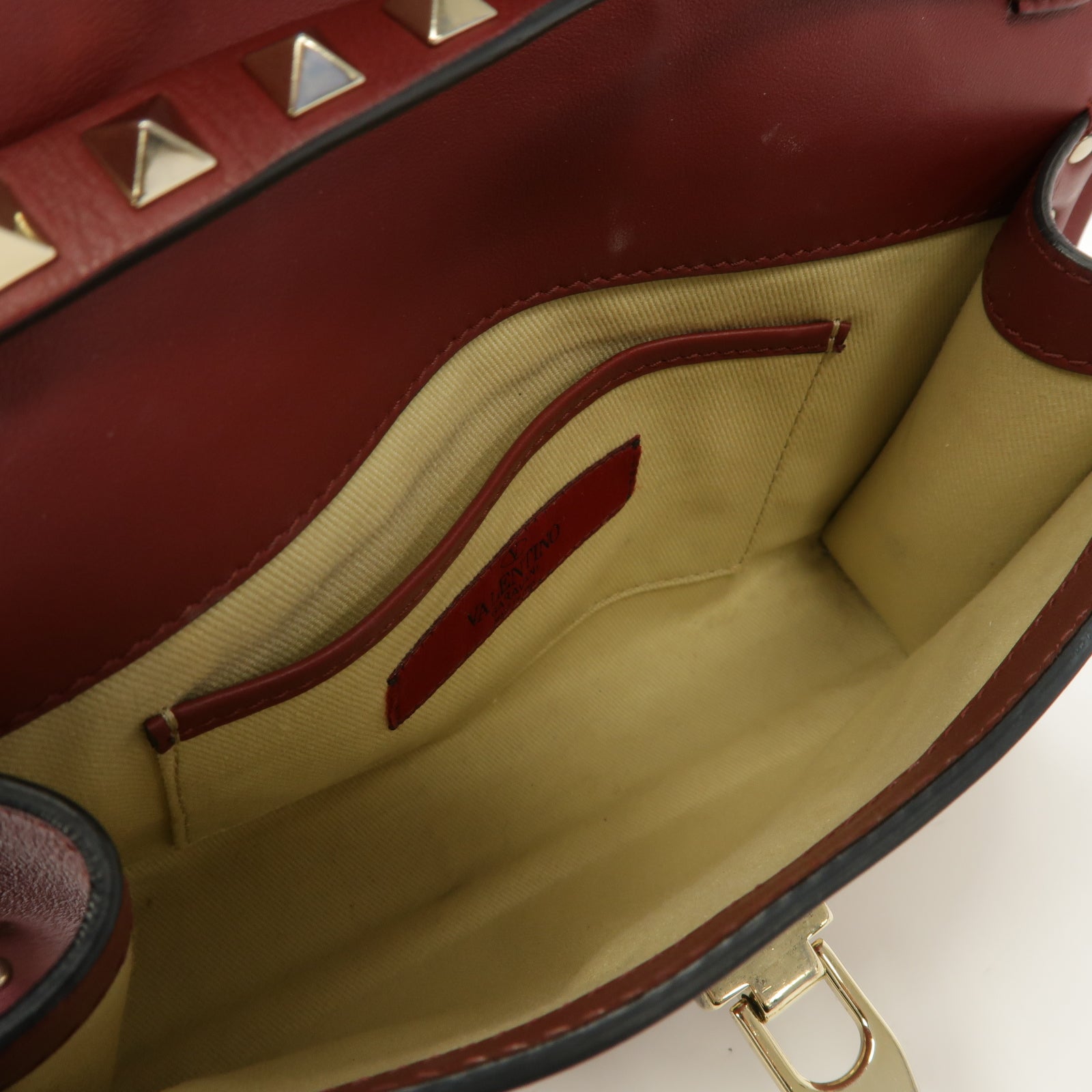 Valentino 羊皮皮革Shoulder Bag金扣肩背袋紅色