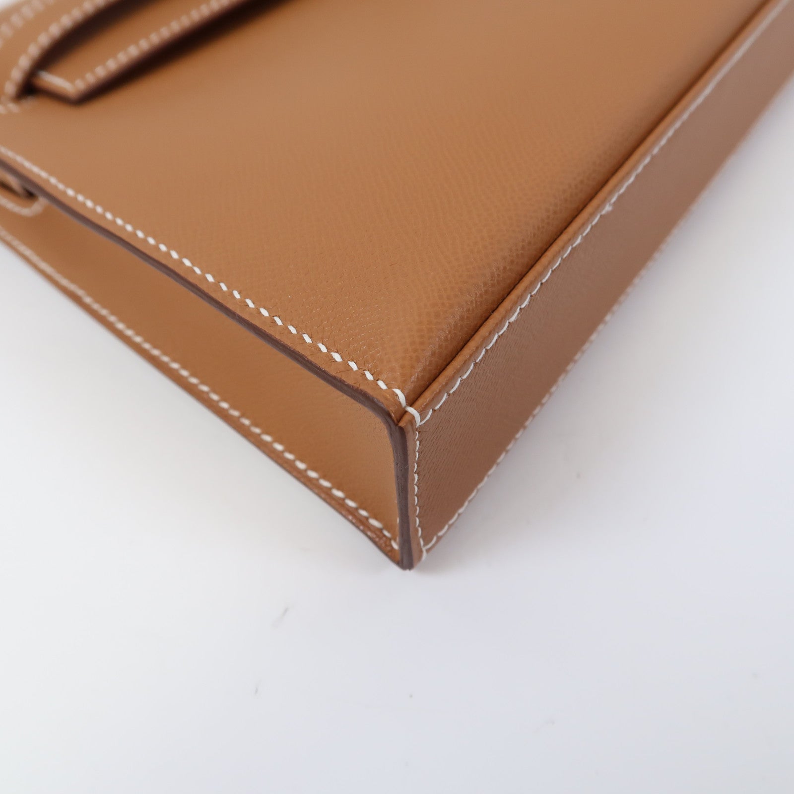HERMES 【激減優惠】Madame皮革Kelly Elan金扣肩背袋金棕色