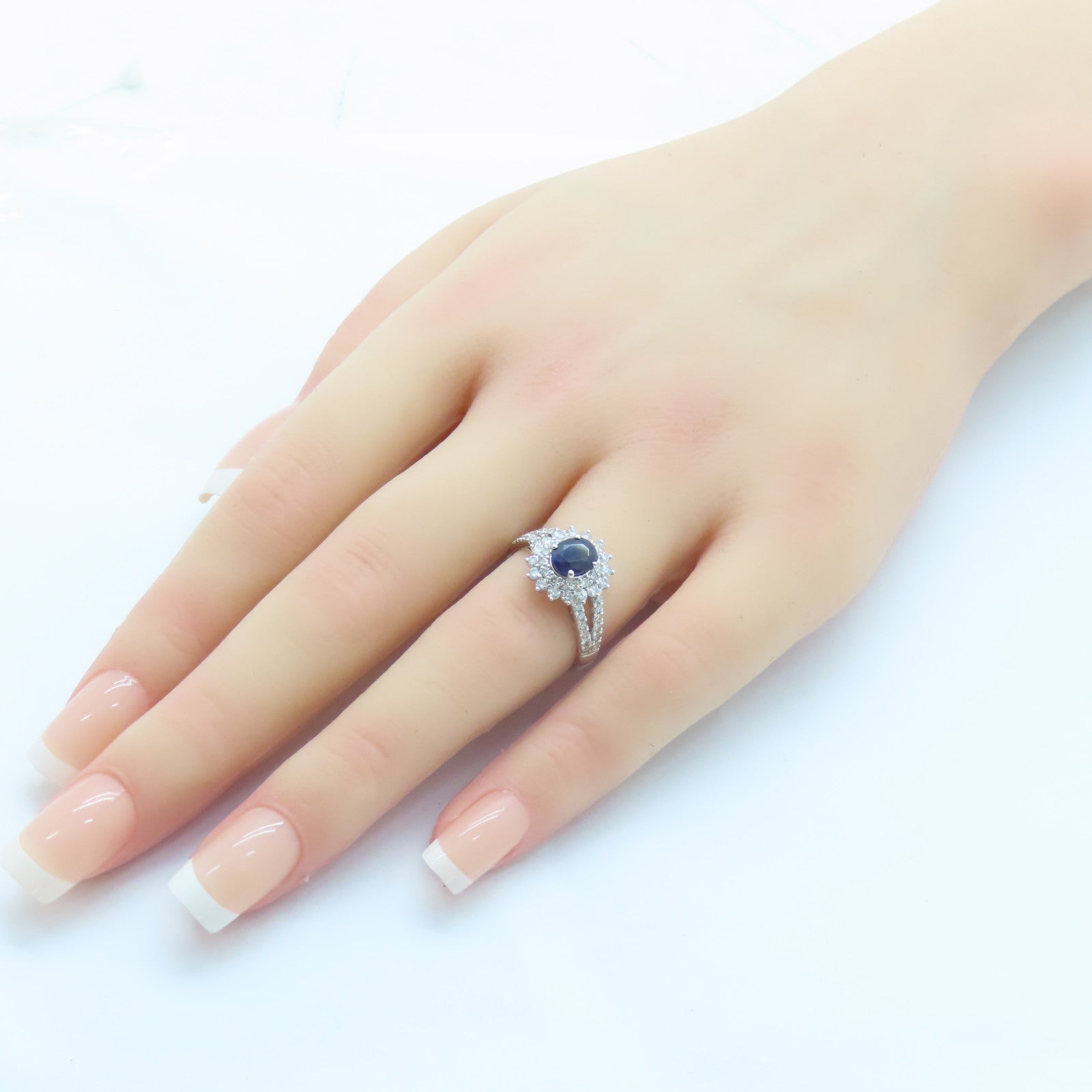 JEWELRY PT950鉑金Sapphire Diamond Ring 1.08ct藍寶石/0.81ct鑽石戒指US#6