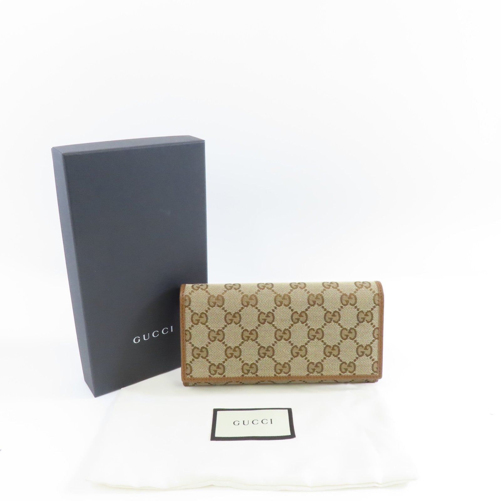 GUCCI 帆布Long Wallet金扣長錢包啡色