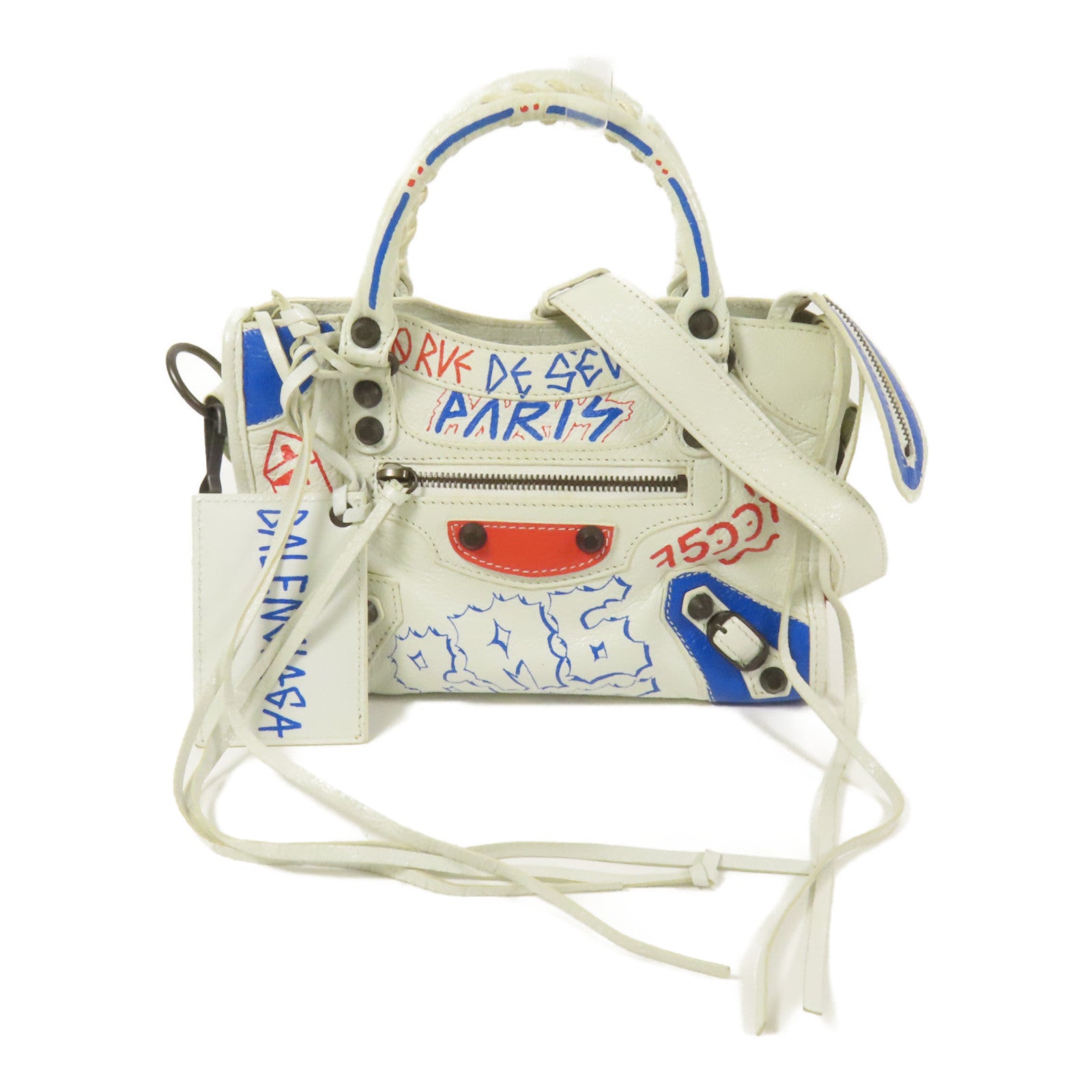 BALENCIAGA 牛皮皮革Mini City Graffiti手挽肩背兩用袋